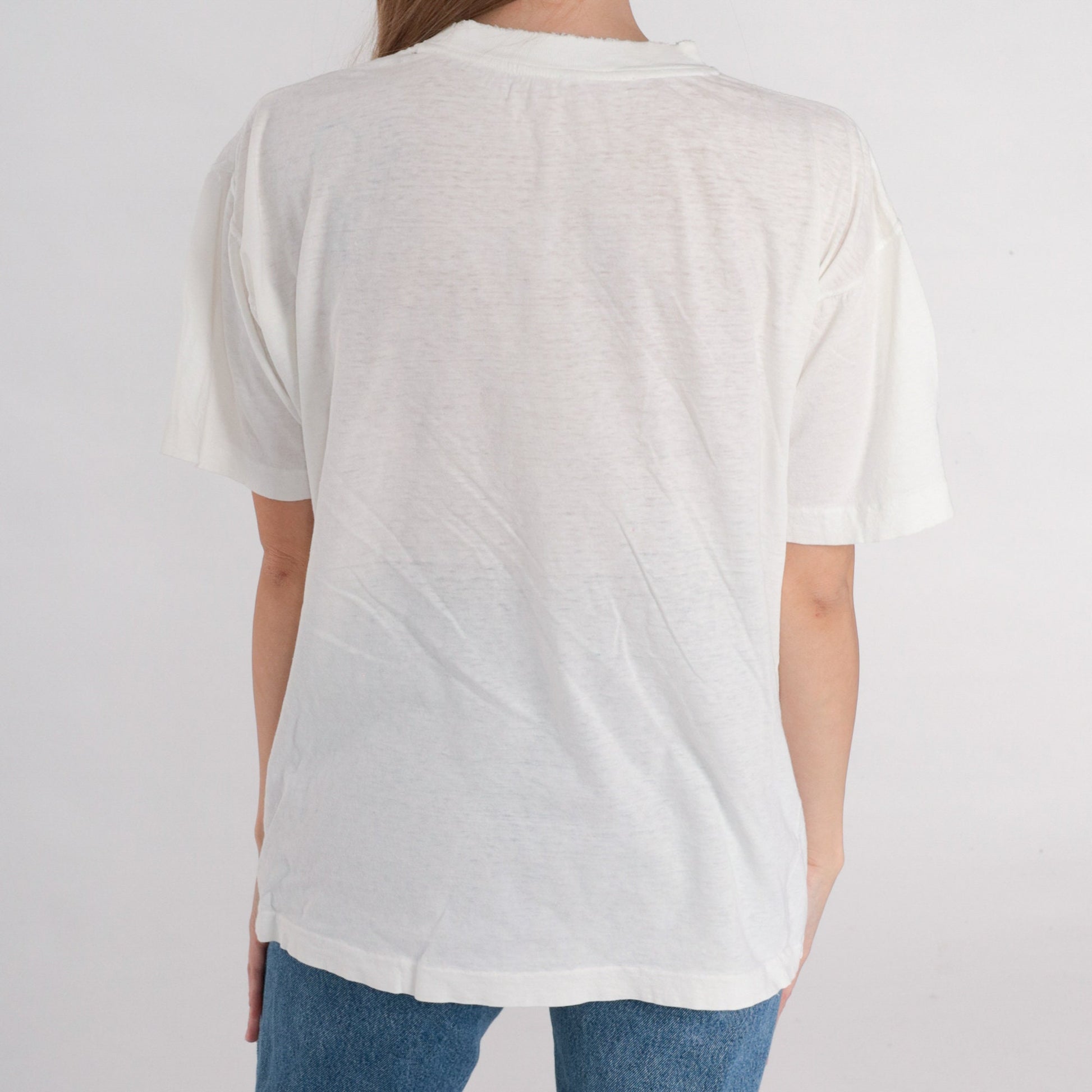 90s Shit Happens San Francisco Duck Graphic T-Shirt White Single Stitch Large