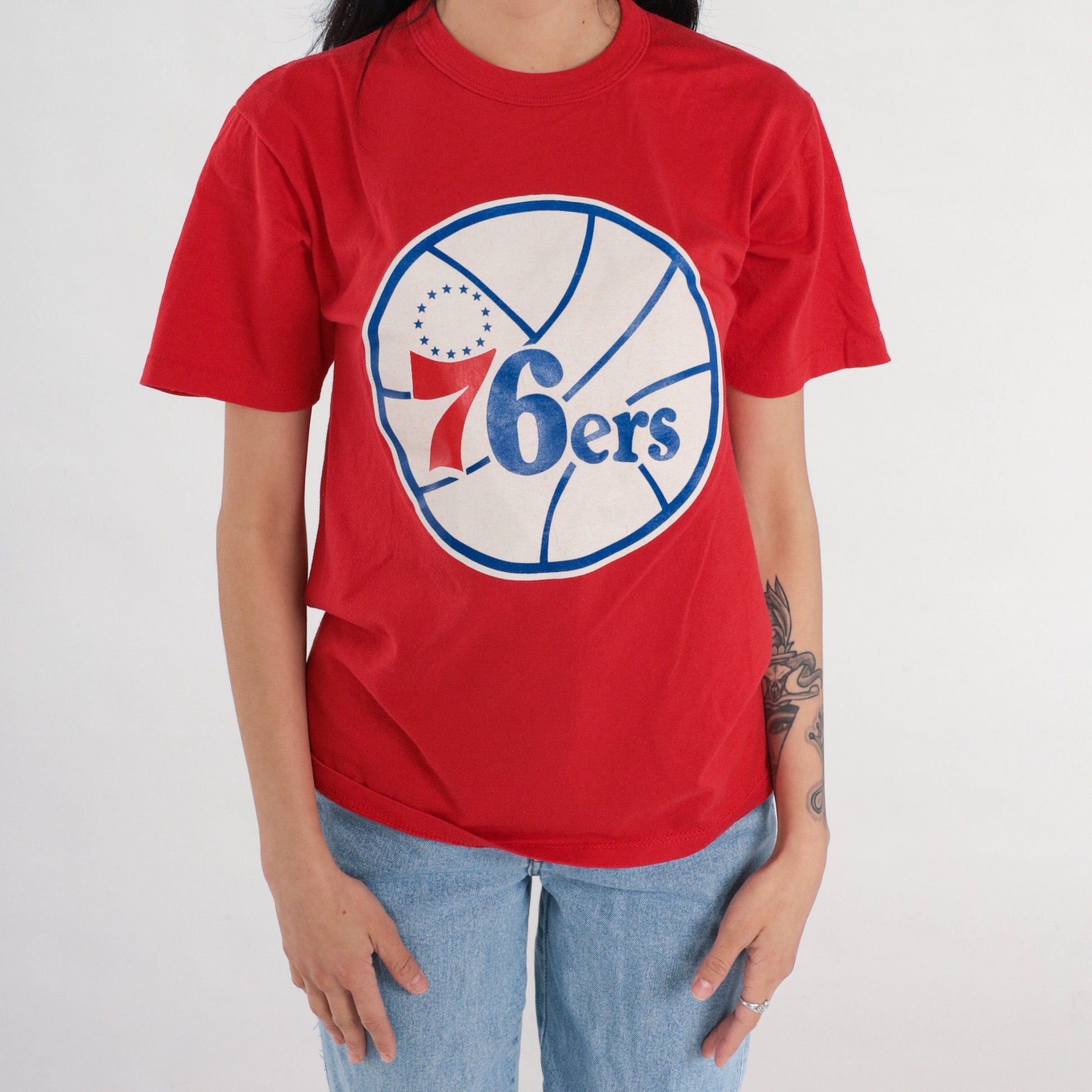 90s 76ers Basketball Piedmont Recreation Department Graphic Tee Red Medium M