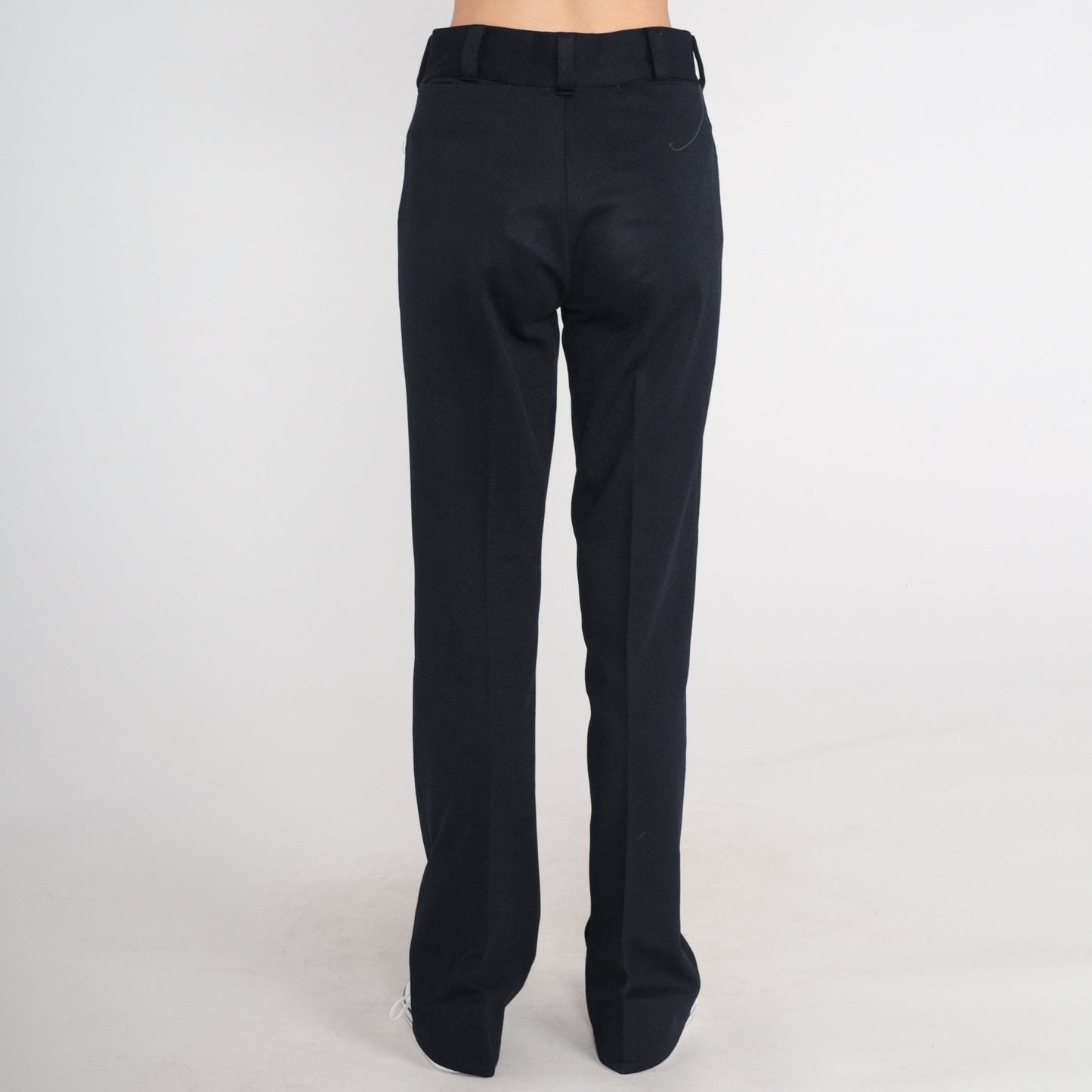 70s Black Flared Trousers Mid Rise Vintage 1970s Pants Medium