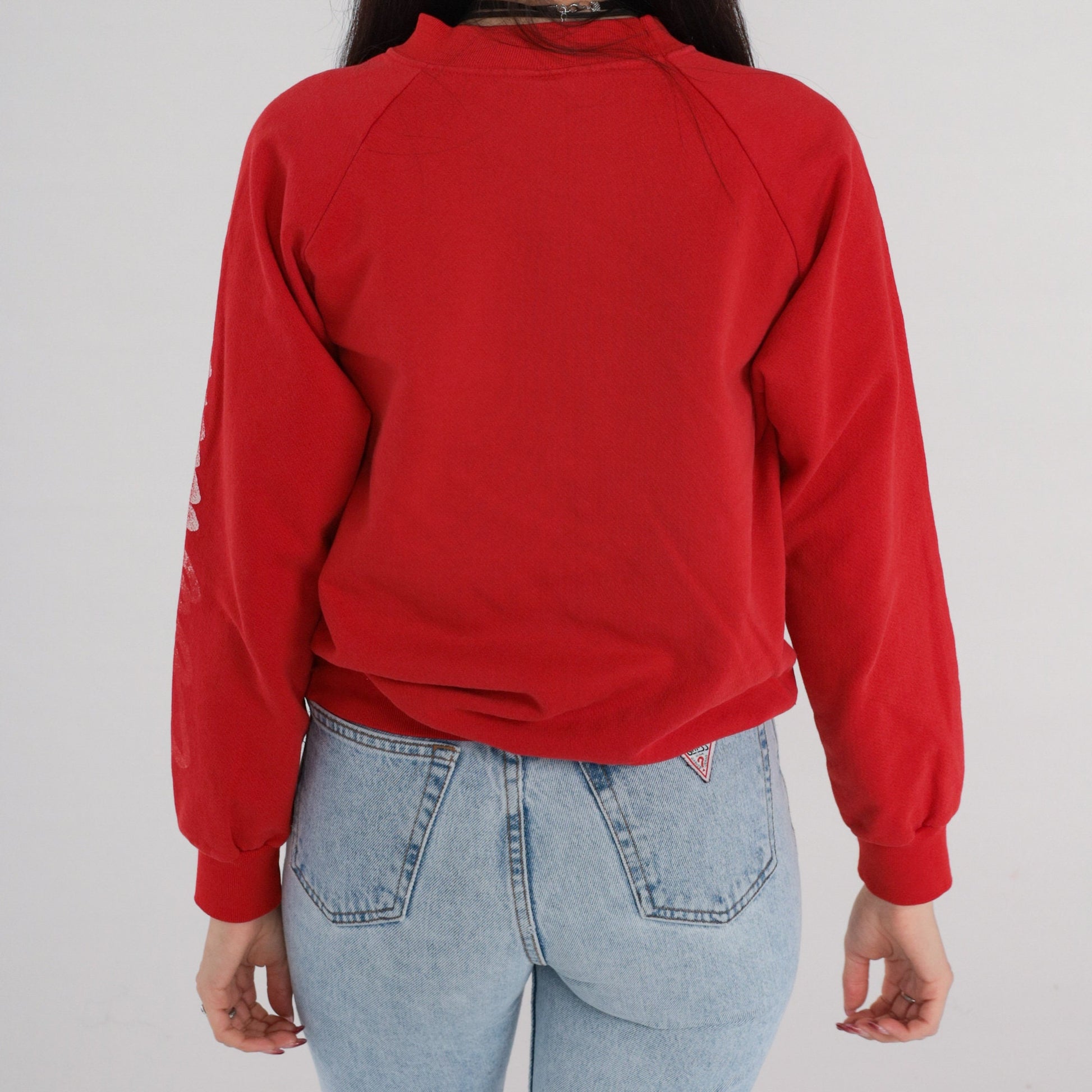 80s Colorado Spellout Raglan Sweatshirt Red Graphic Crewneck Medium