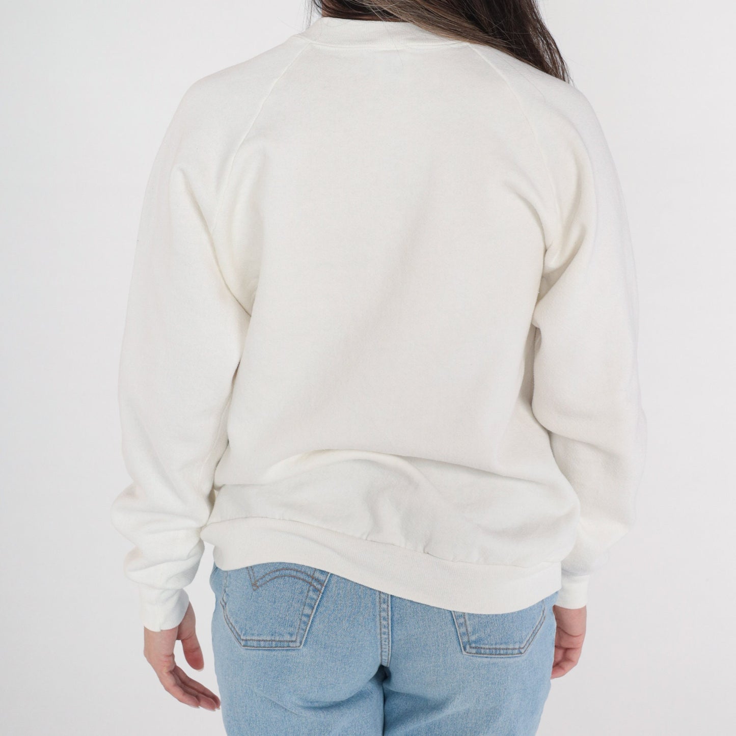 90s Dorothy Hammill's Winter Wonderland Figure Skater Sweatshirt White Glitter Raglan Medium