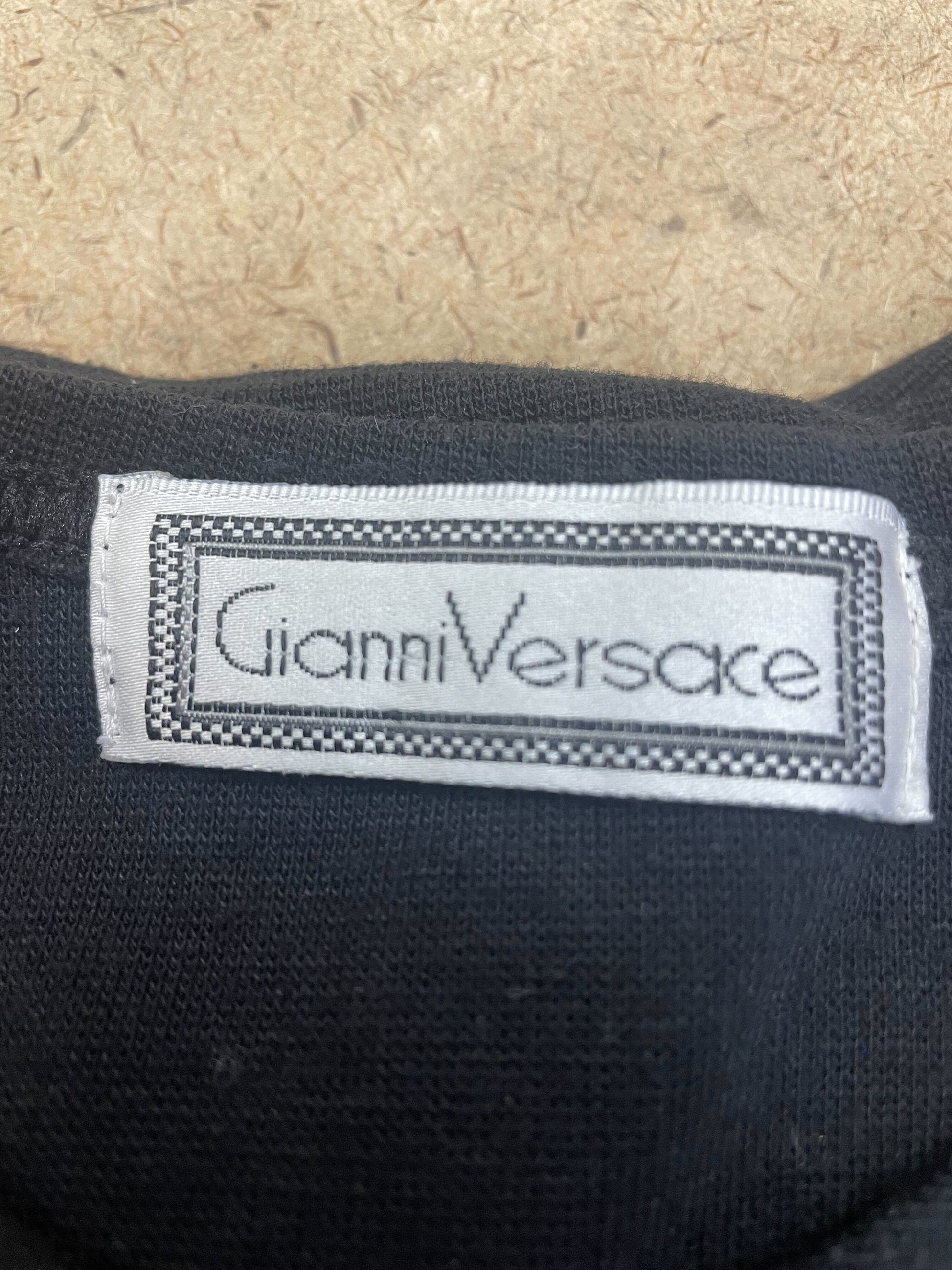 90s Versace Jeans Couture Embroidered Logo T-Shirt Black Extra Small XS
