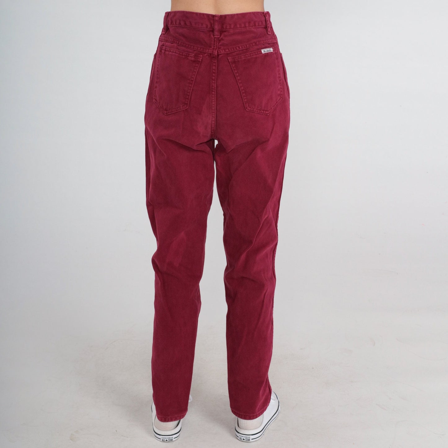 90s Bill Blass High Waist Tapered Mom Jeans Burgundy Denim Small S