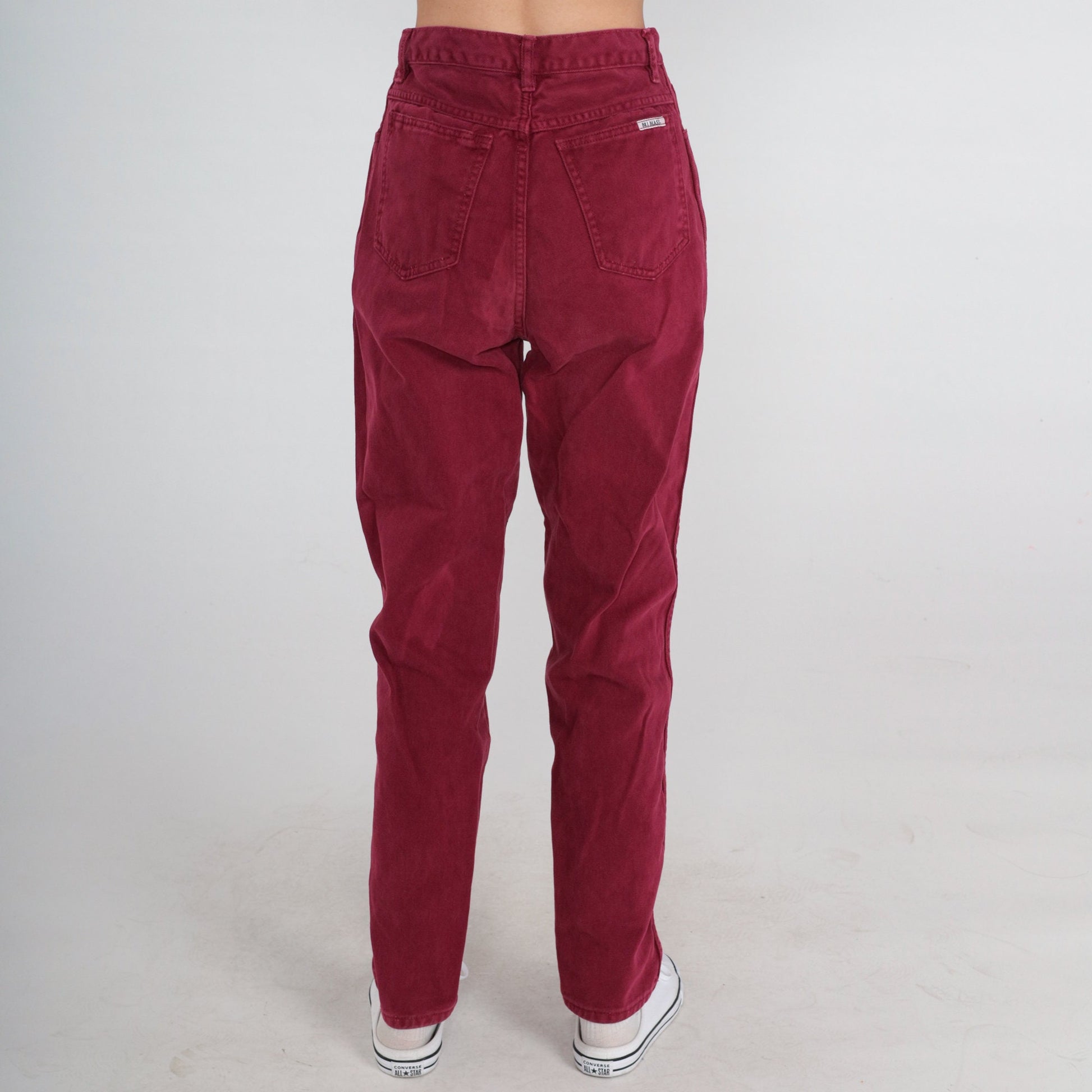 90s Bill Blass High Waist Tapered Mom Jeans Burgundy Denim Small S