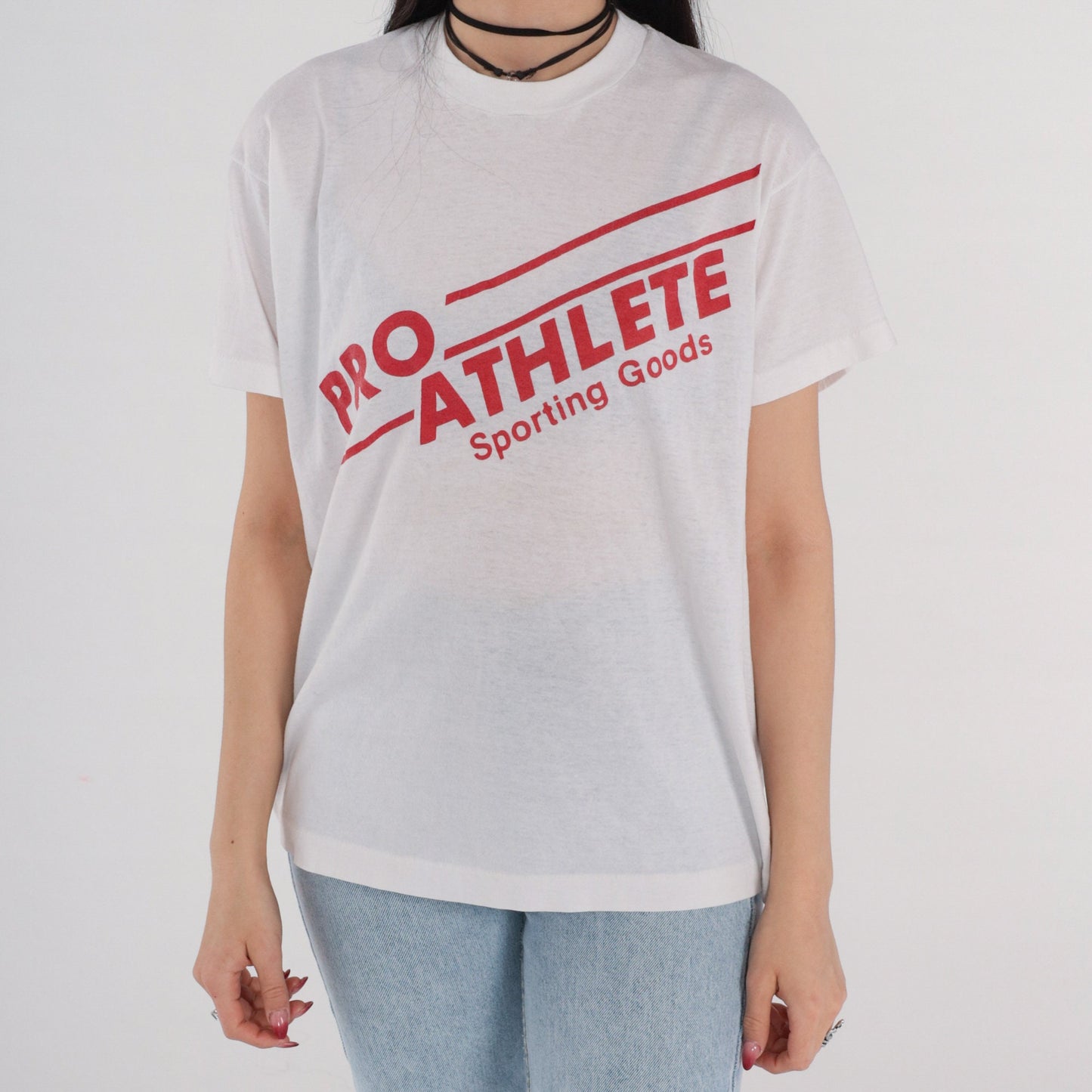 80s Pro Athlete Sporting Goods Graphic T-Shirt White Screen Stars Medium