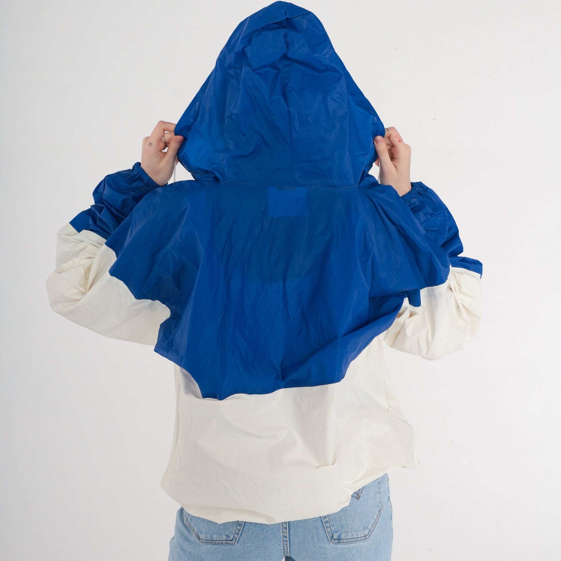 90s Dallas Cowboys PVC Rain Jacket Colour Block Blue White Extra Large XXL