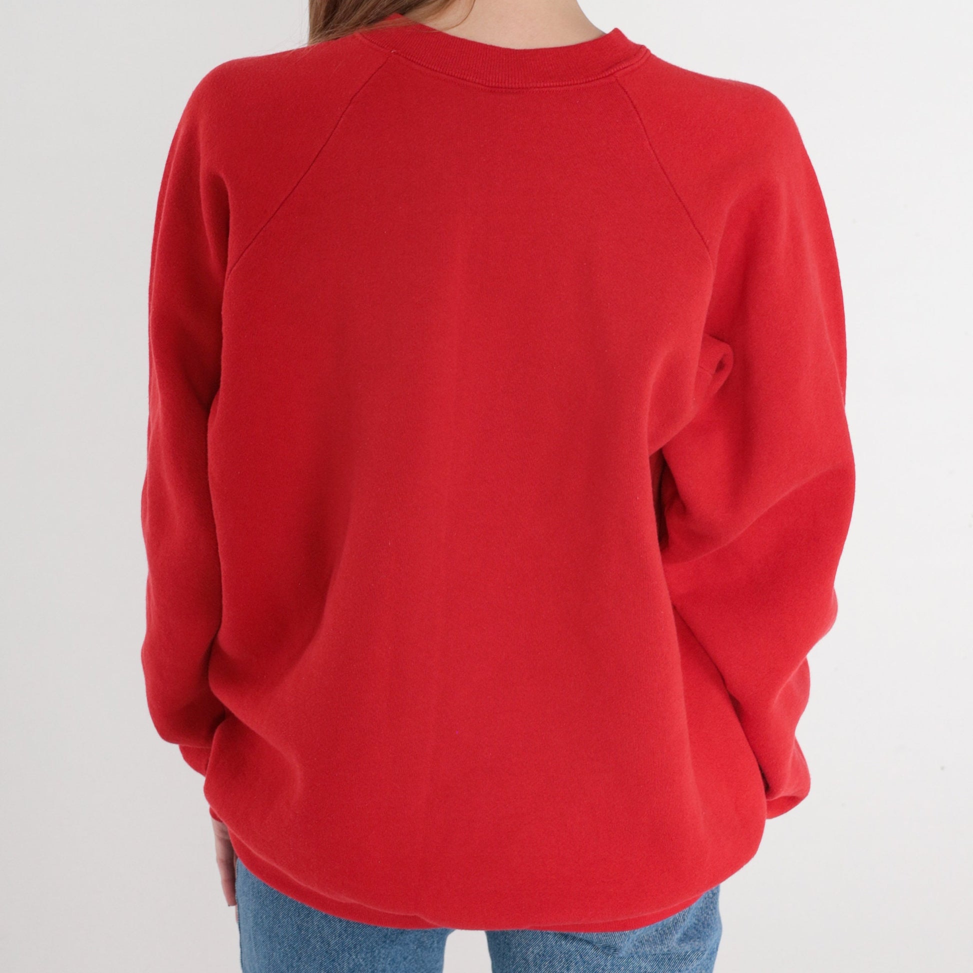 90s San Francisco Bah Humbug Bear Sweatshirt Red Raglan Crewneck Large