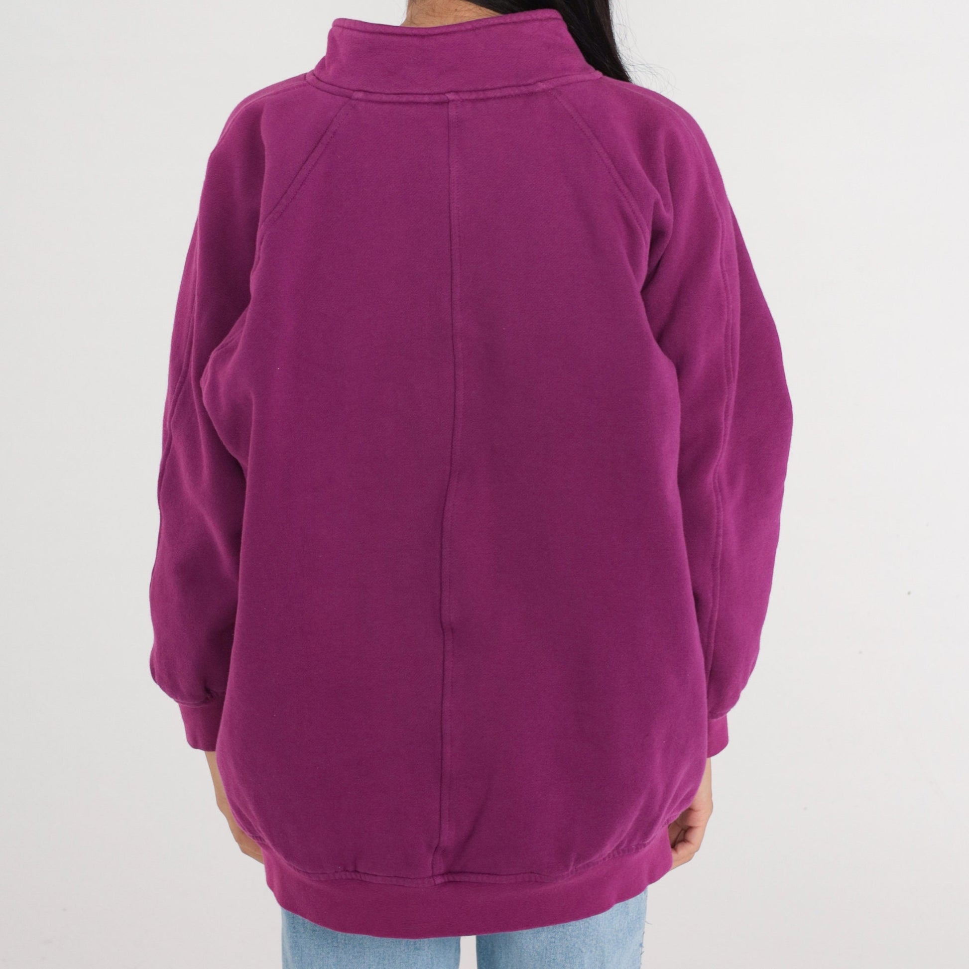 90s Purple Zip-Up Sweatshirt Track Jacket Medium