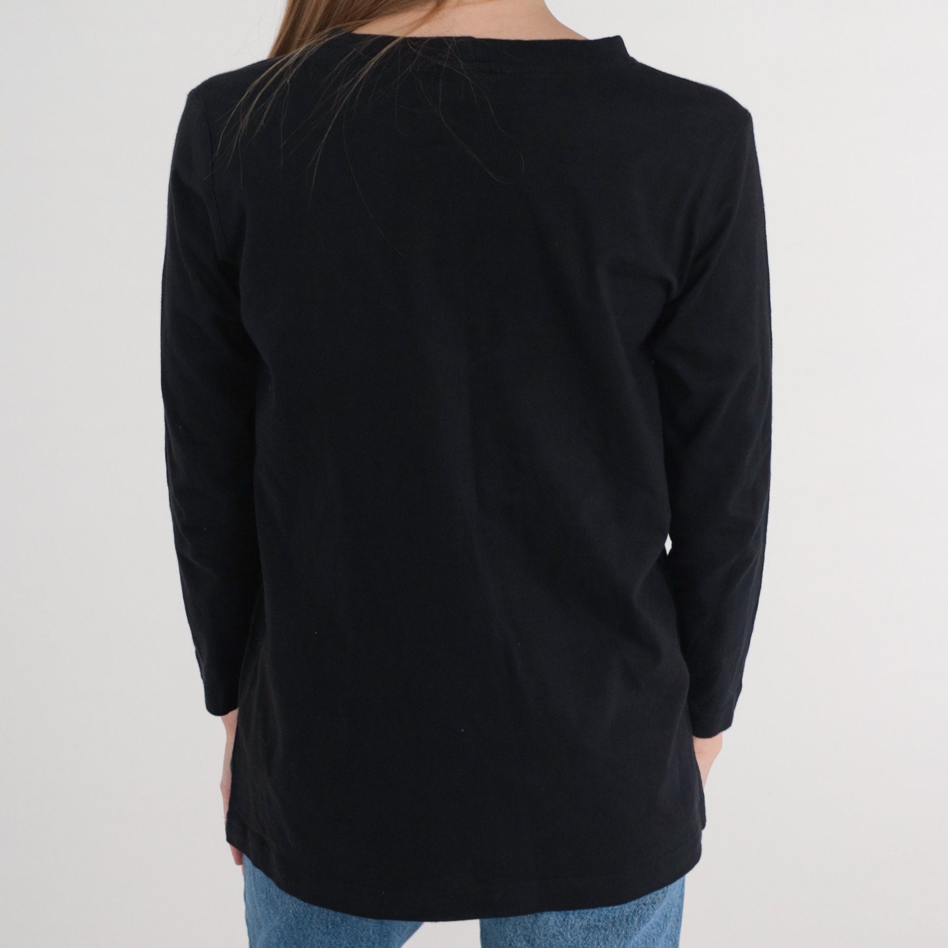 90s Southwestern Graphic Long Sleeve Tee Black Cotton Small