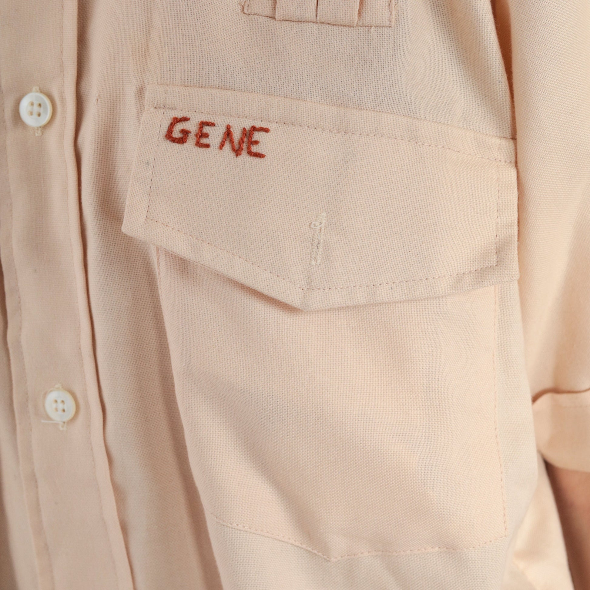 70s Gotcha Trap Team Hunting Shirt Beige Quilted Button Up Medium