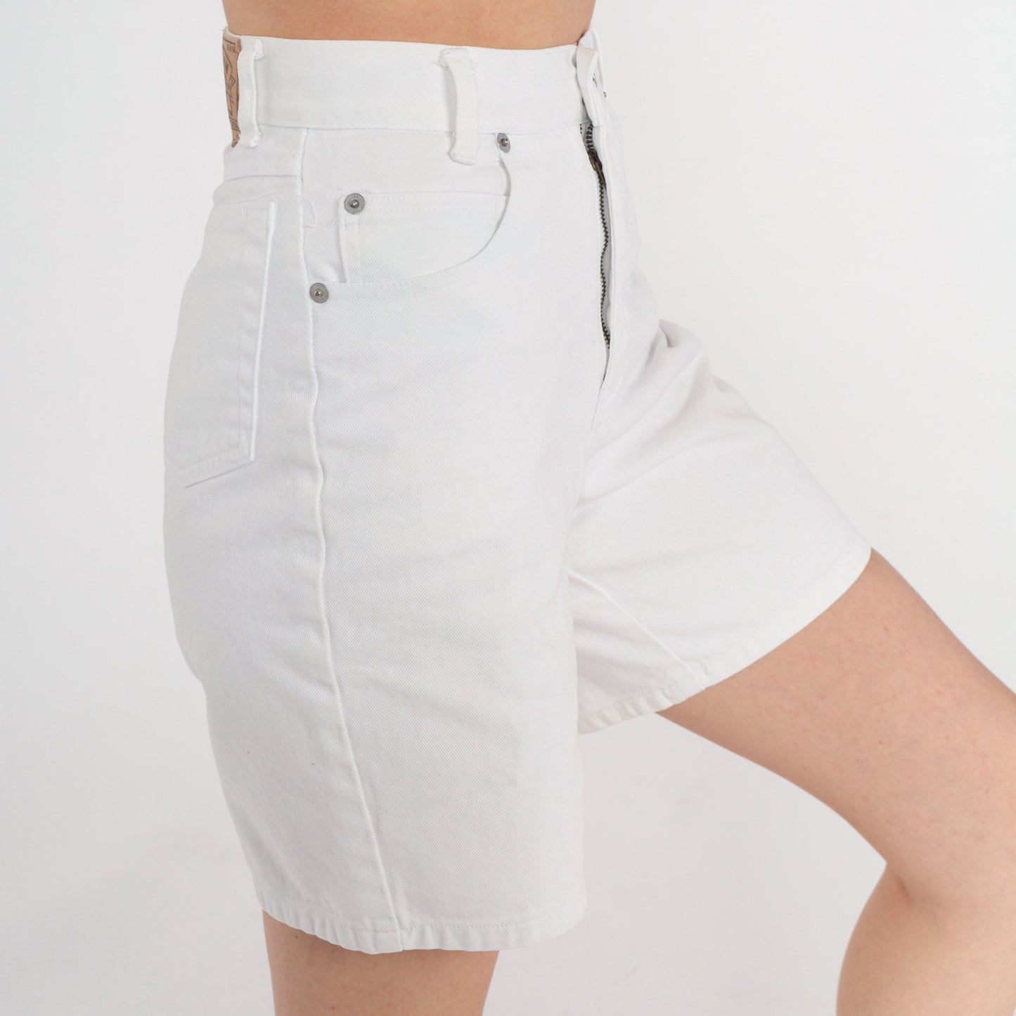 90s White Denim High-Waist Jean Shorts Cotton Extra Small XS