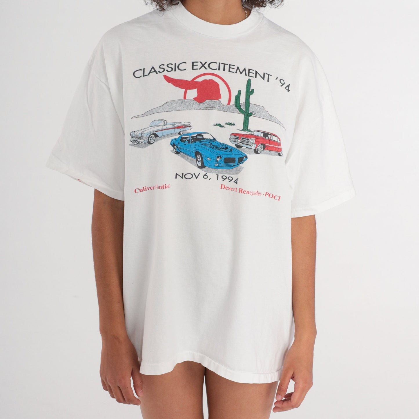 1994 Pontiac Classic Excitement NASCAR Graphic T-Shirt White Cotton Men's XL
