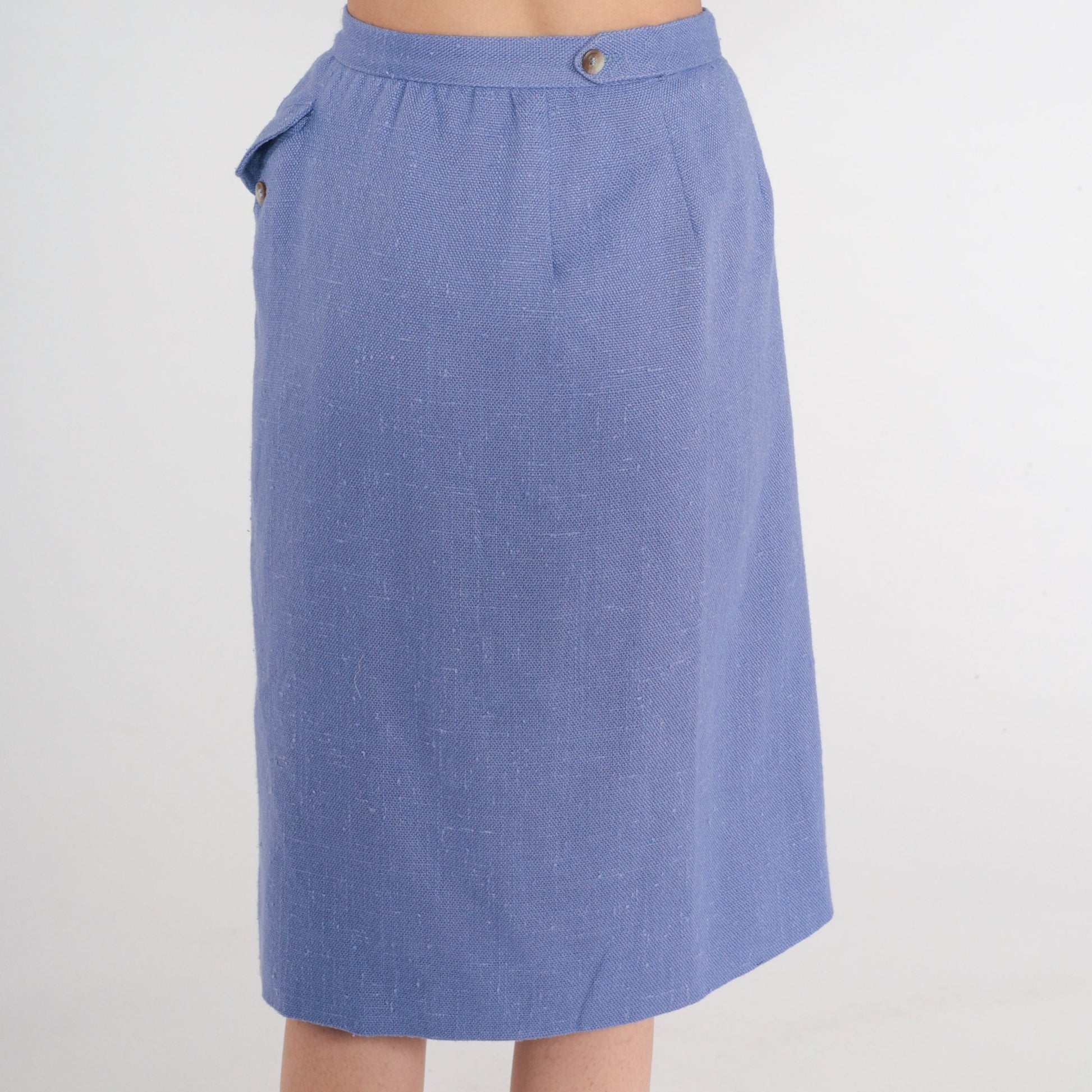 80s Liz Claiborne Periwinkle Wrap Skirt Knee Length High Waist Extra Small