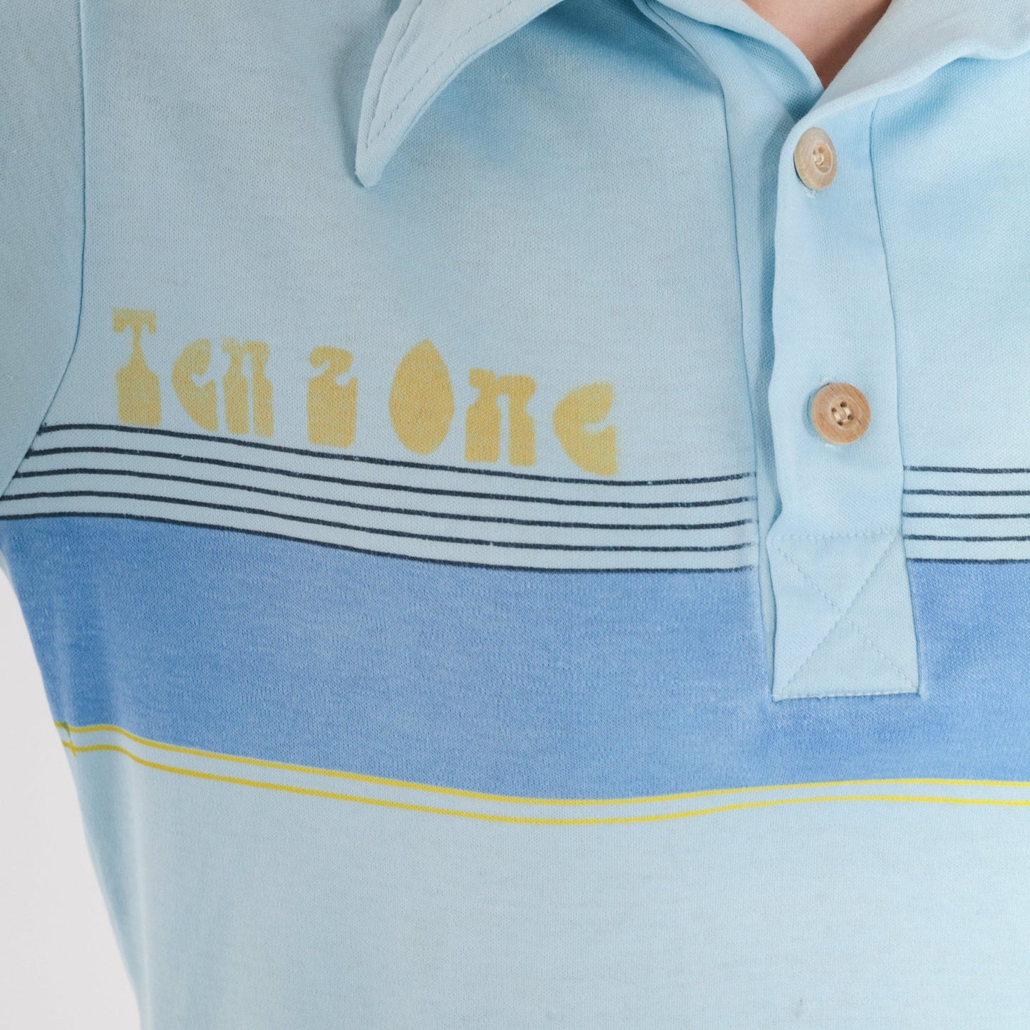 70s Ocean Pacific Tenz One Striped Polo Shirt Blue Small