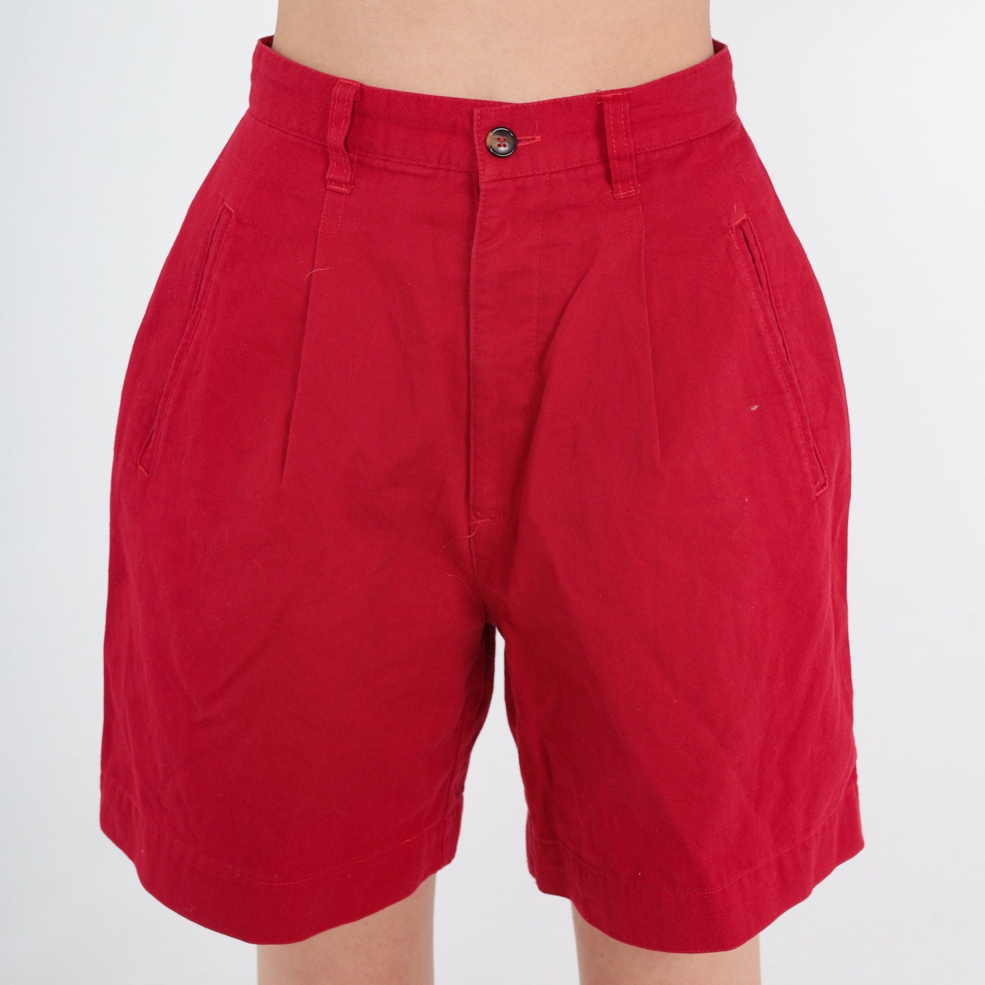 90s Casual Corner Red Pleated High-Waist Shorts Small S