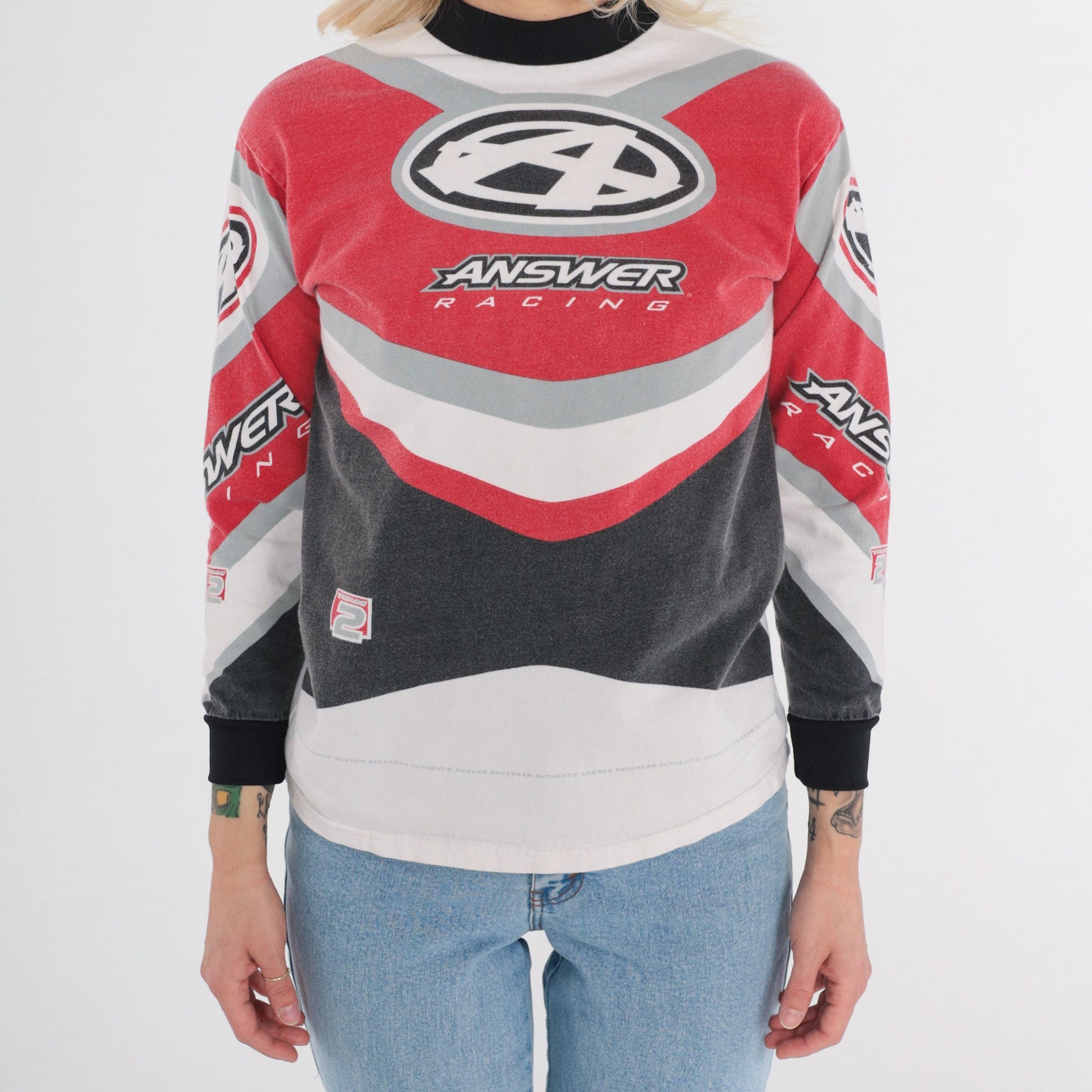 Y2K Answer Racing Motocross Long Sleeve Graphic Tee Extra Small