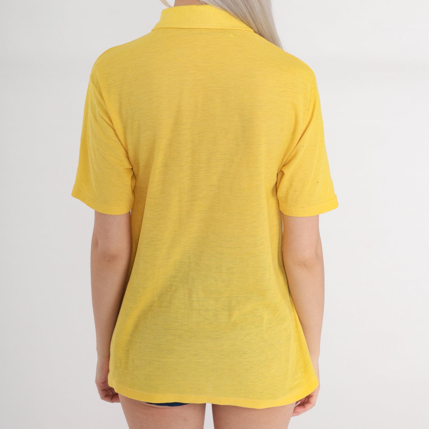 70s House of Chong Yellow Polo Shirt Dagger Collar Button-Up Medium