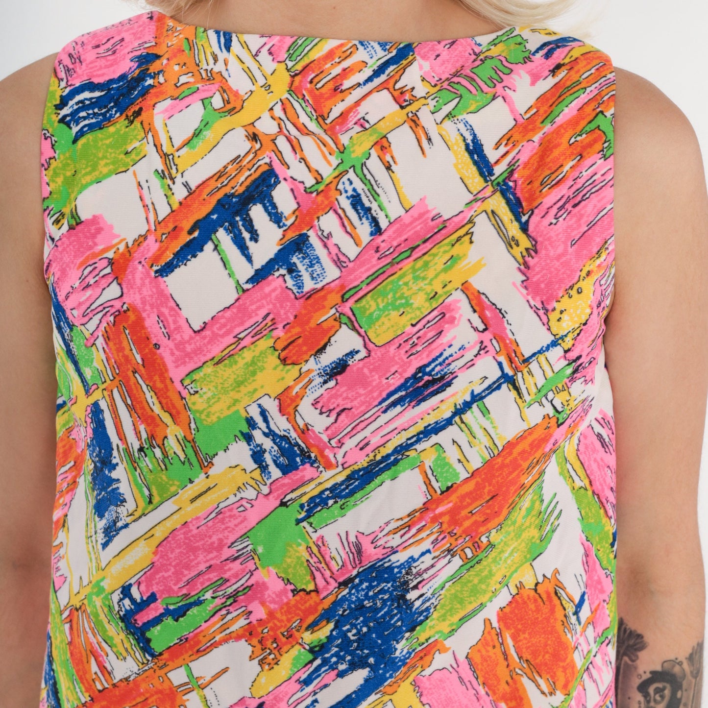 70s Abstract Print Tank Top & Shorts Two Piece Set Psychedelic Small