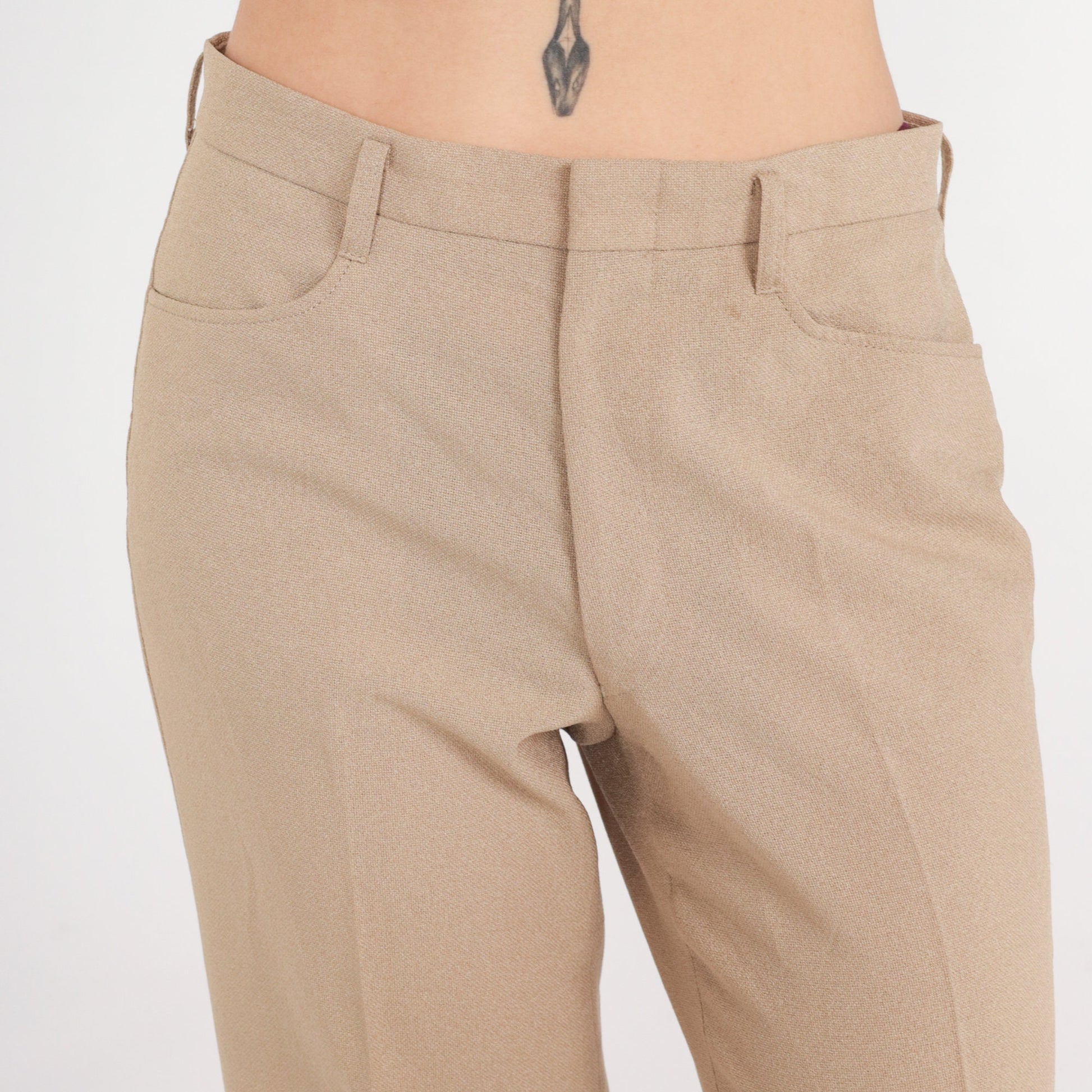 90s Tan High-Waisted Straight Leg Trousers Medium