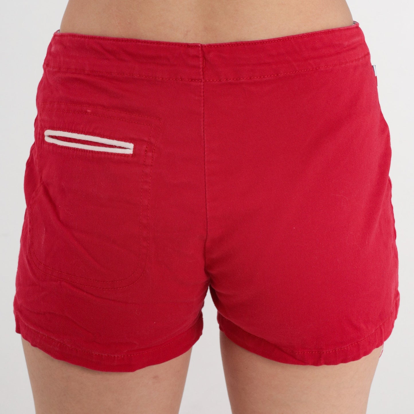 90s Tommy Hilfiger Athletic Shorts Red Cotton Drawstring Extra Small