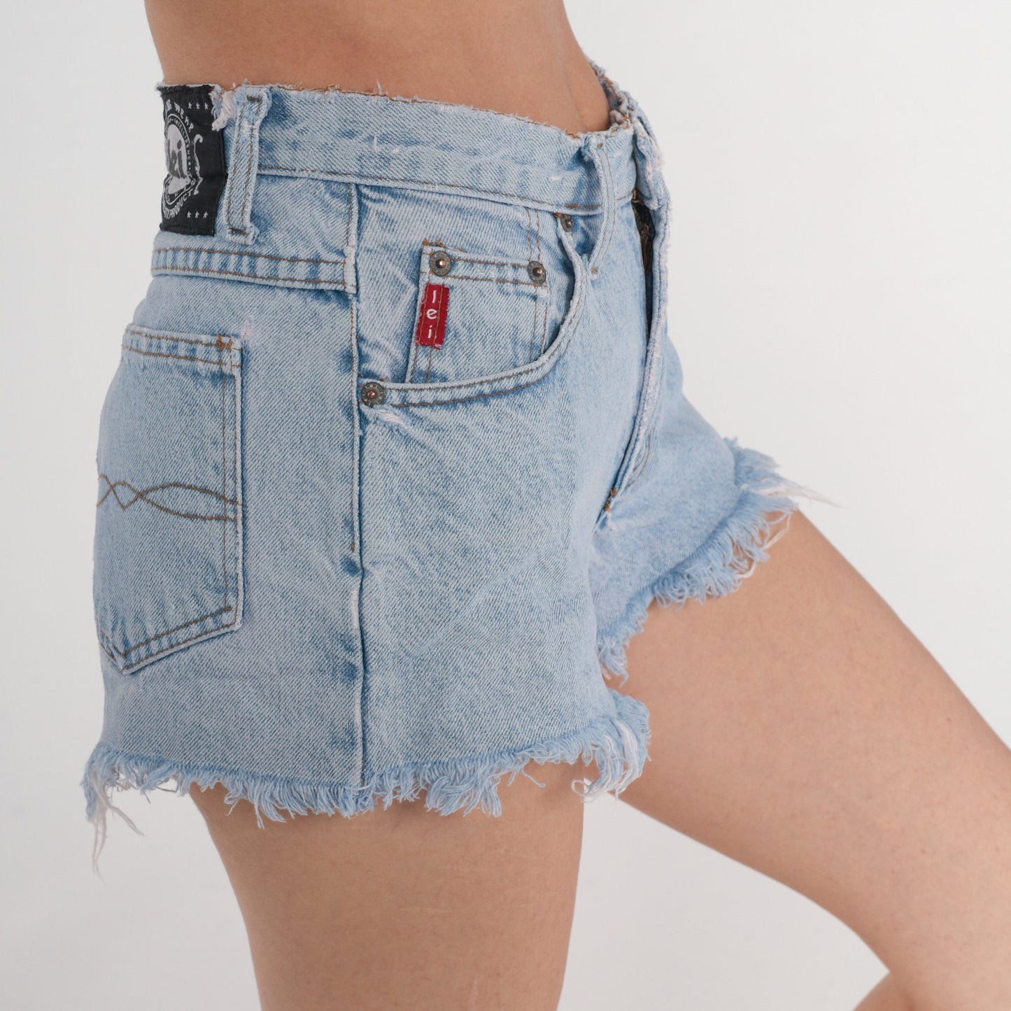 Y2K LEI Blue Denim Cutoff Shorts Mid Rise 00s Extra Small XS