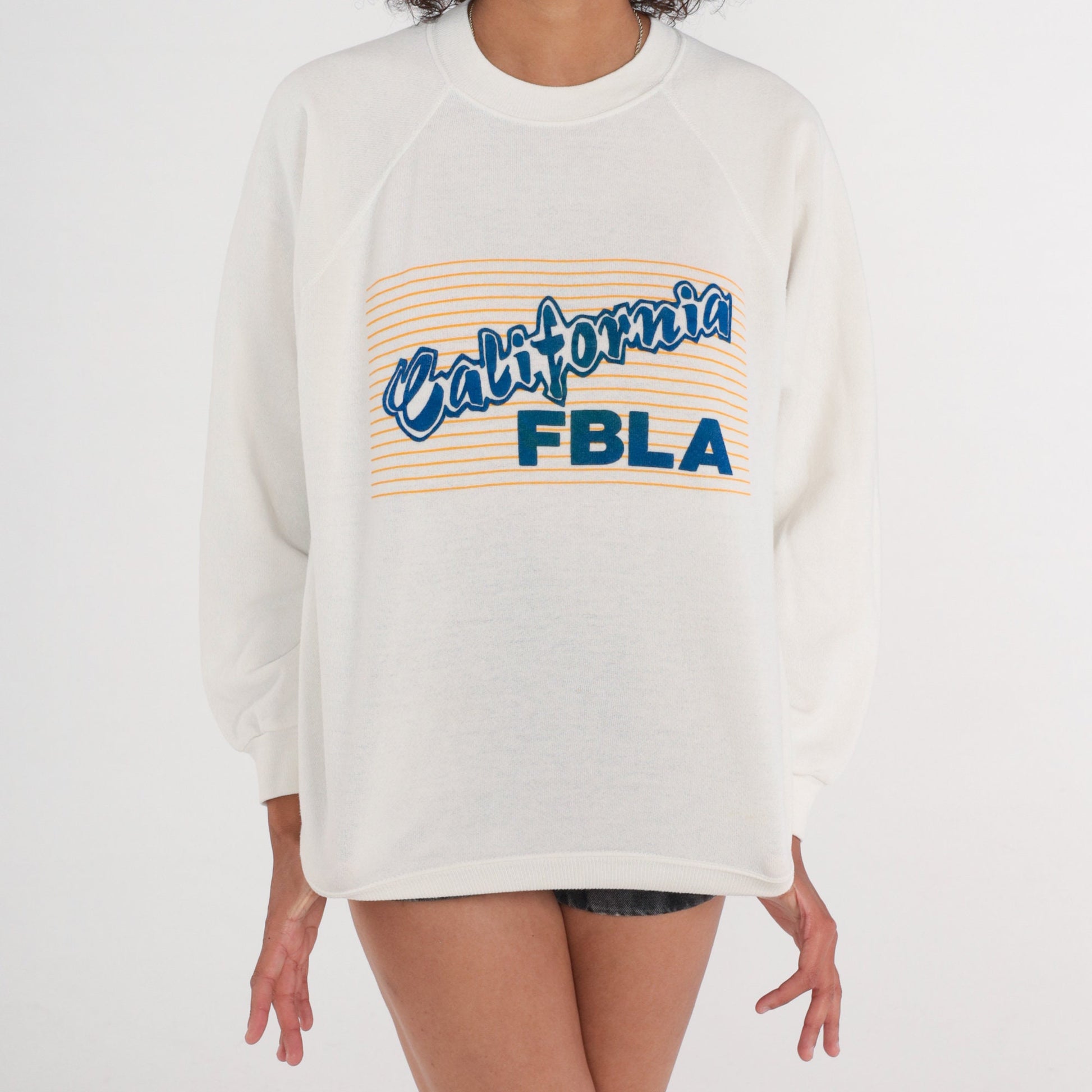 90s California FBLA Future Business Leaders Sweatshirt White Raglan Large L