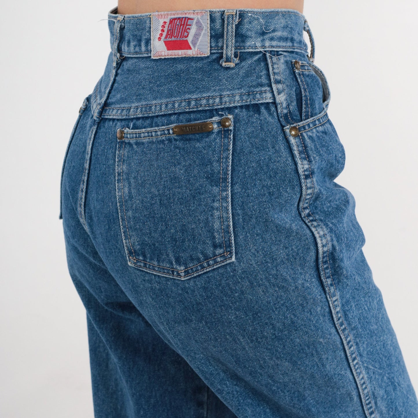 90s High-Rise Tapered Mom Jeans Blue Denim Small 26
