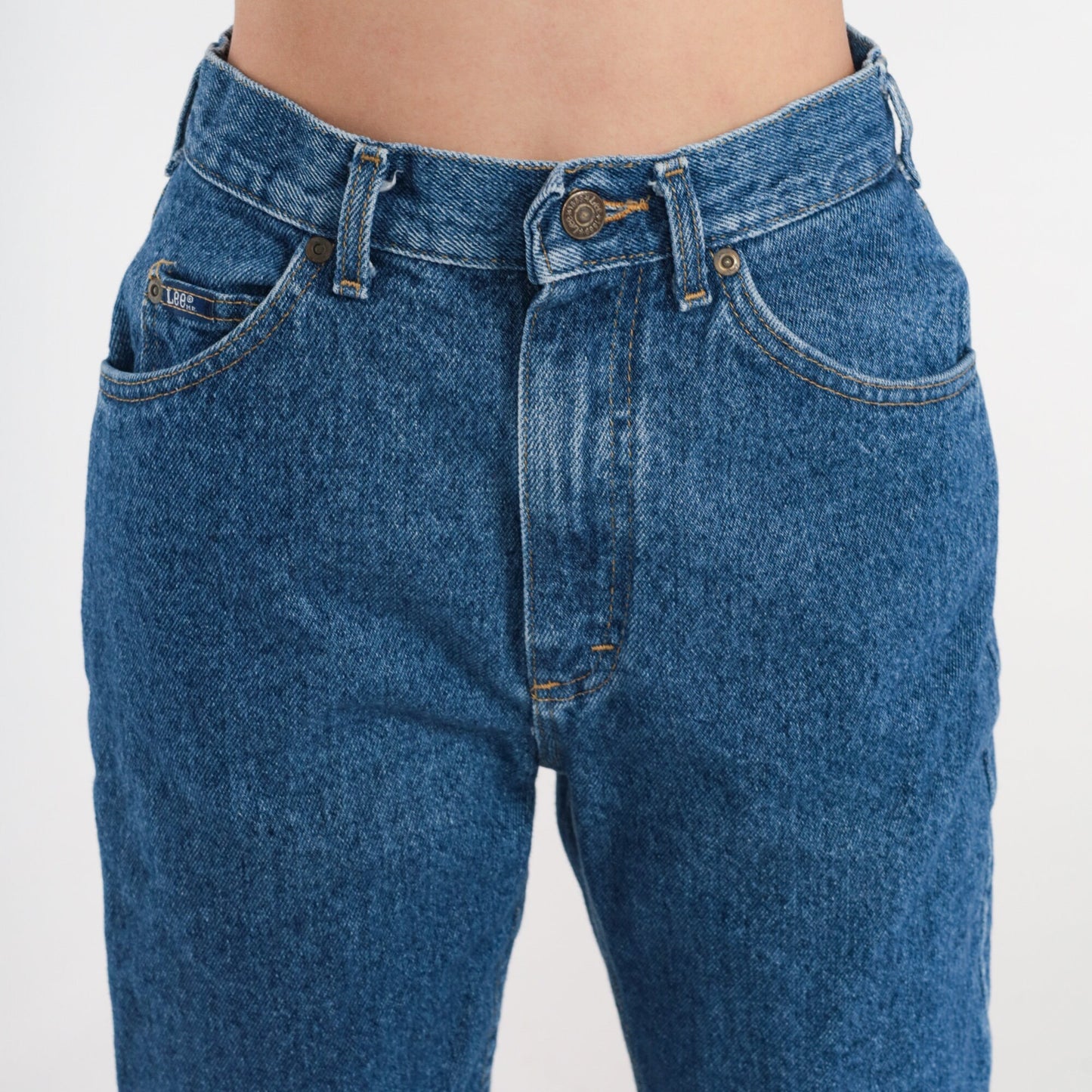 Lee Tapered High-Waist Jeans 90s Stone Wash Blue Denim Small 6
