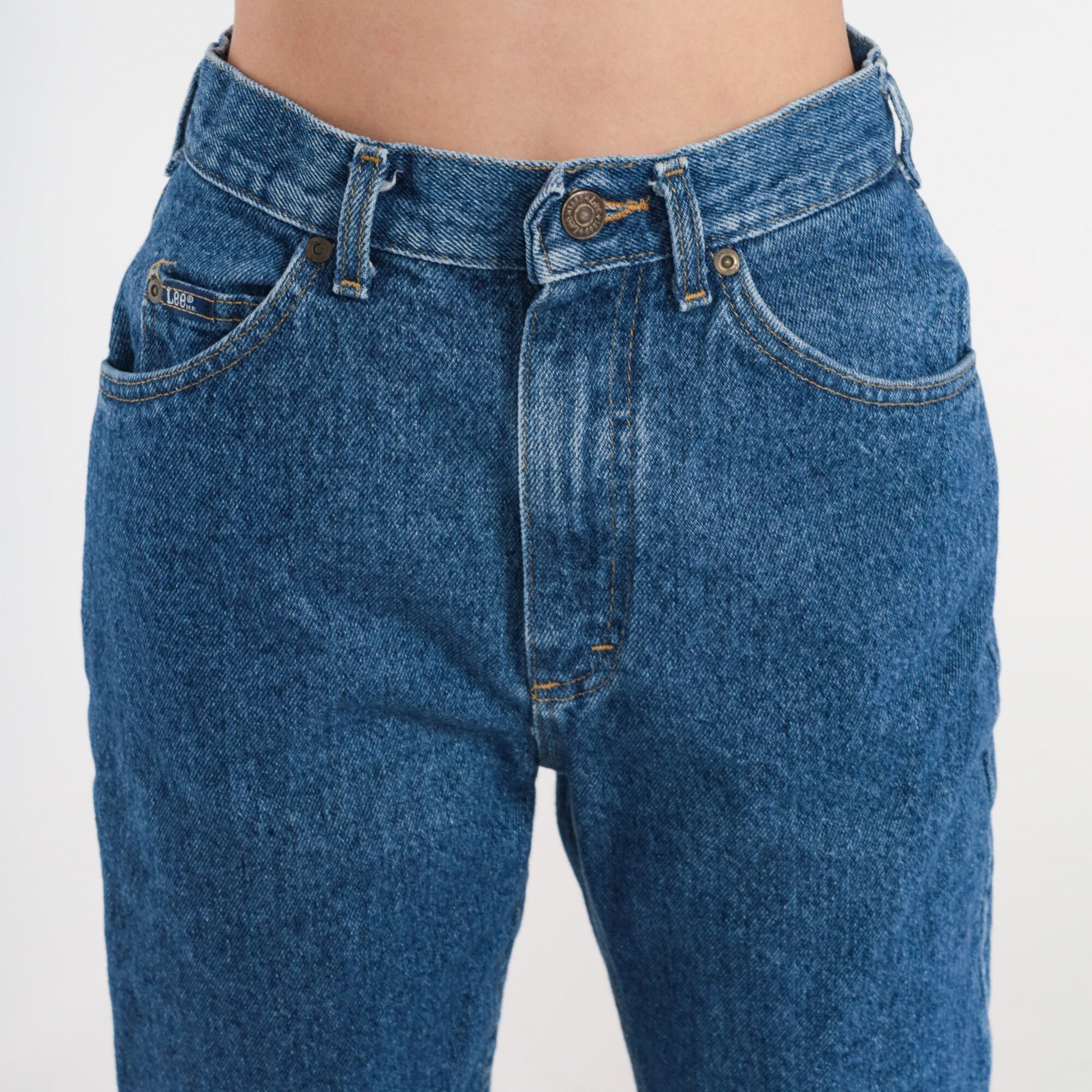 Lee Tapered High-Waist Jeans 90s Stone Wash Blue Denim Small 6