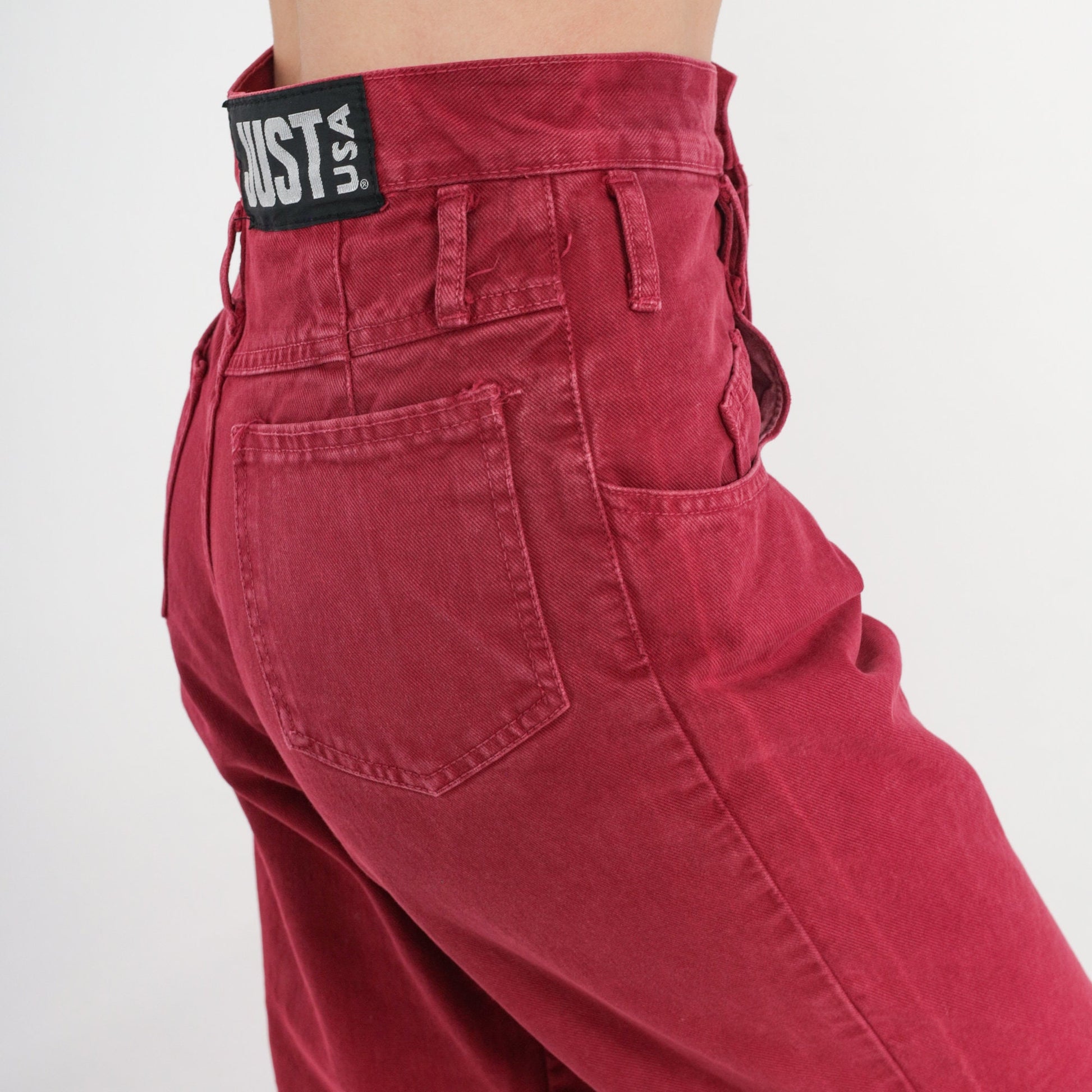90s Red High-Waisted Mom Jeans Tapered Denim Extra Small XS
