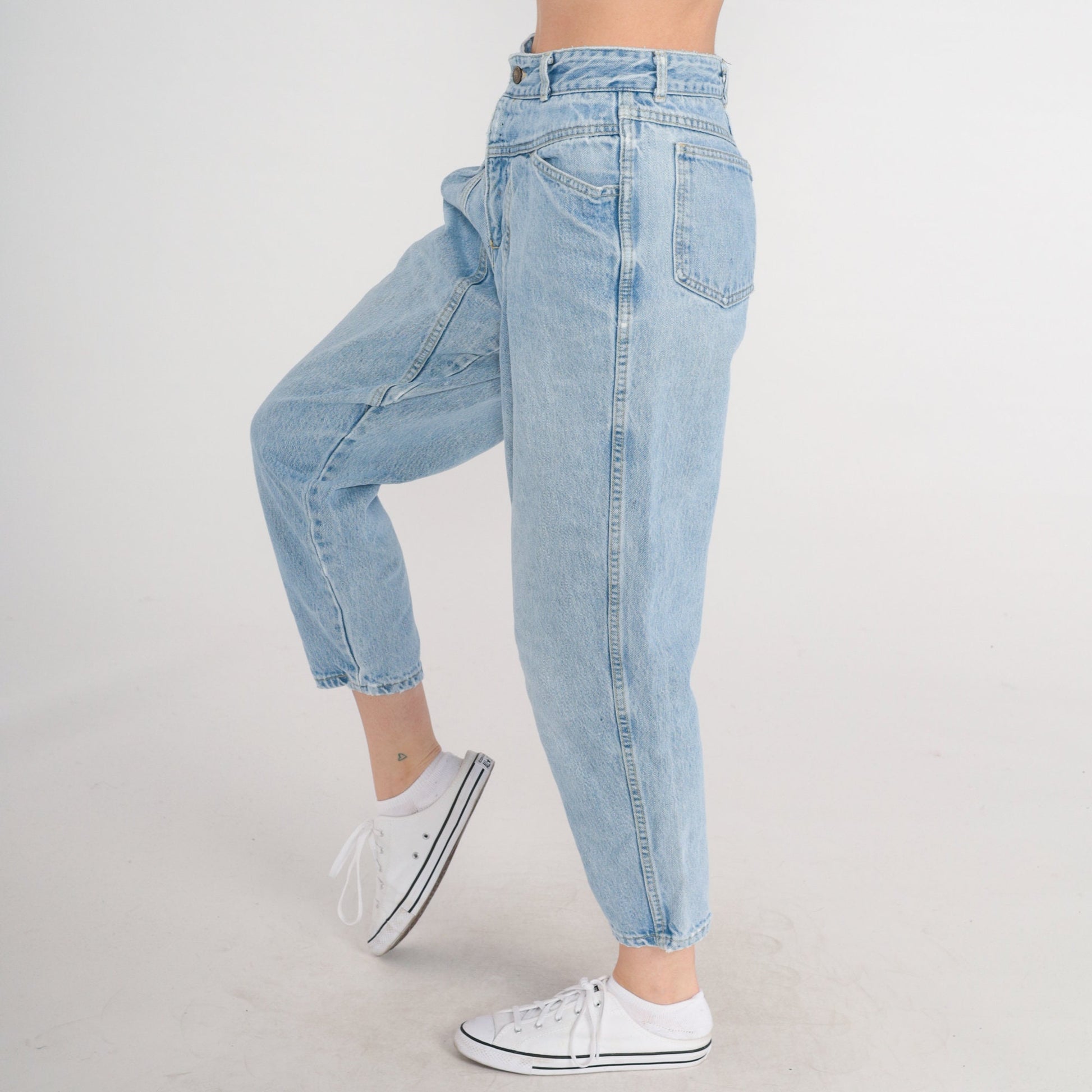 90s Guess Georges Marciano Pleated High-Waist Mom Jeans Tapered Blue Small