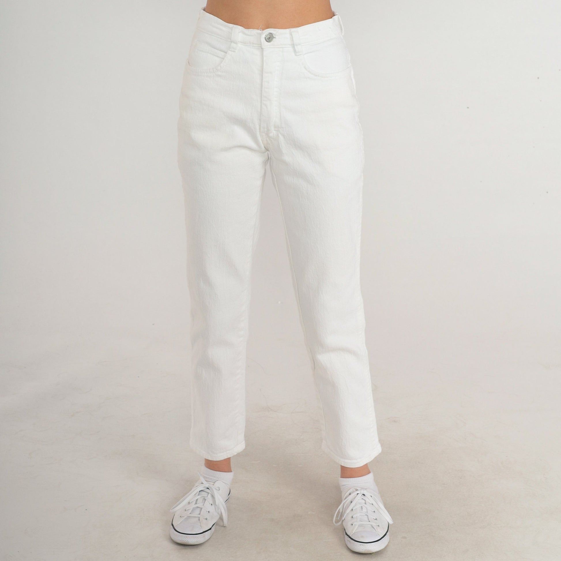 80s Jordache White Denim High-Waist Slim Jeans Extra Small