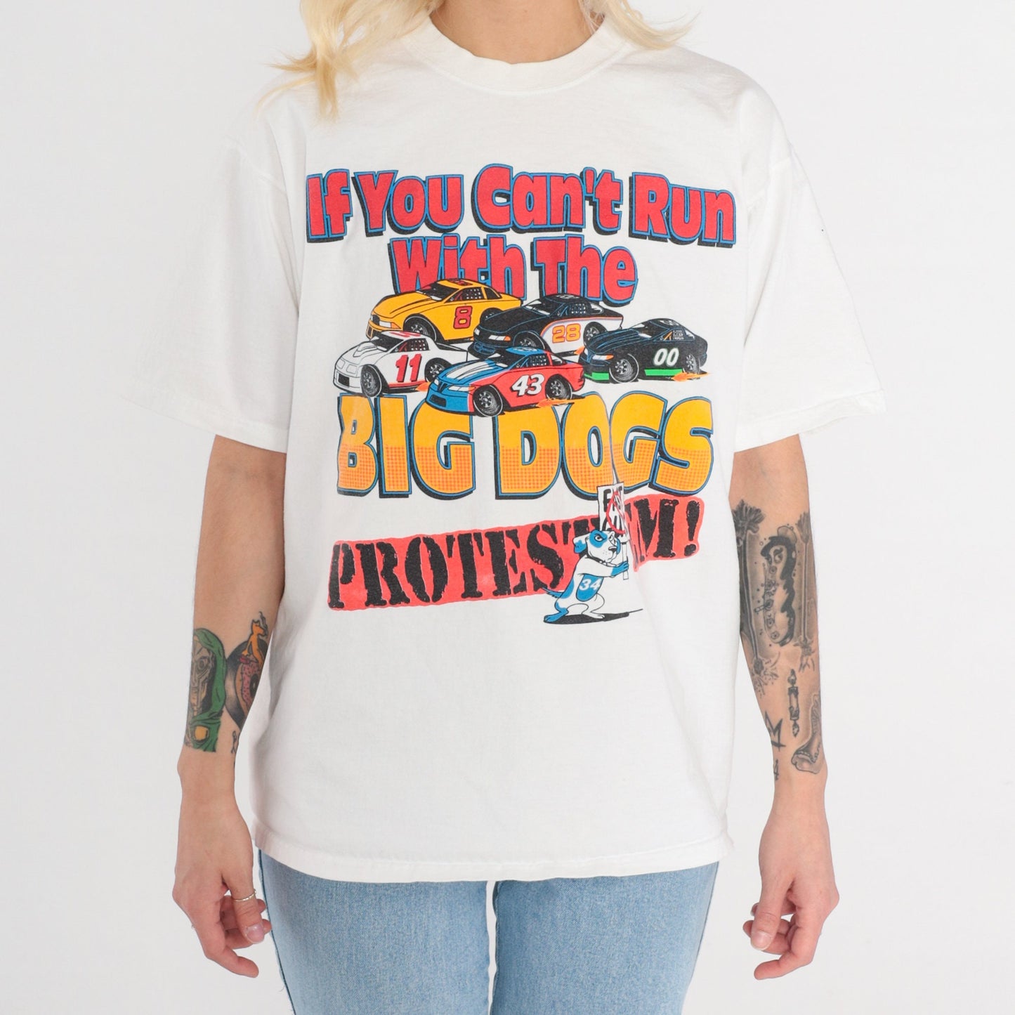 90s Troy Rouse Memorial NASCAR Graphic T-Shirt Pink Panther Racing 1997 Large
