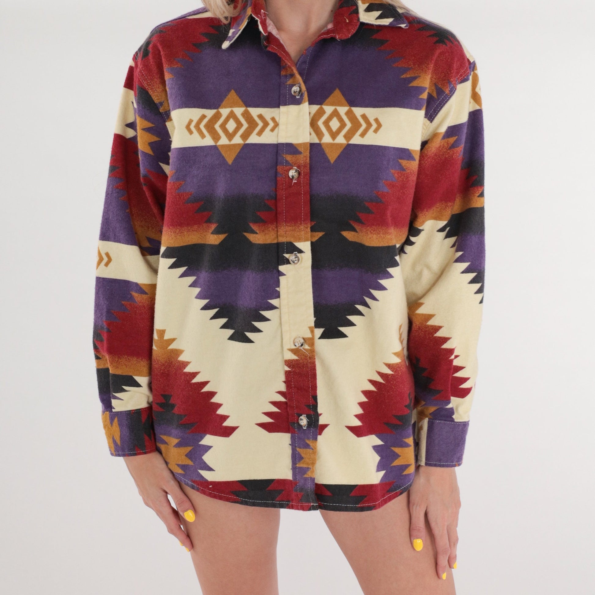 Y2K Cabela's Southwestern Print Cotton Button-Up Blouse Medium