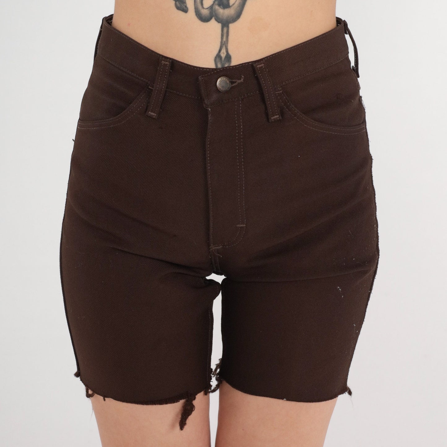 80s Wrangler Chocolate Brown High-Rise Cutoff Shorts Small