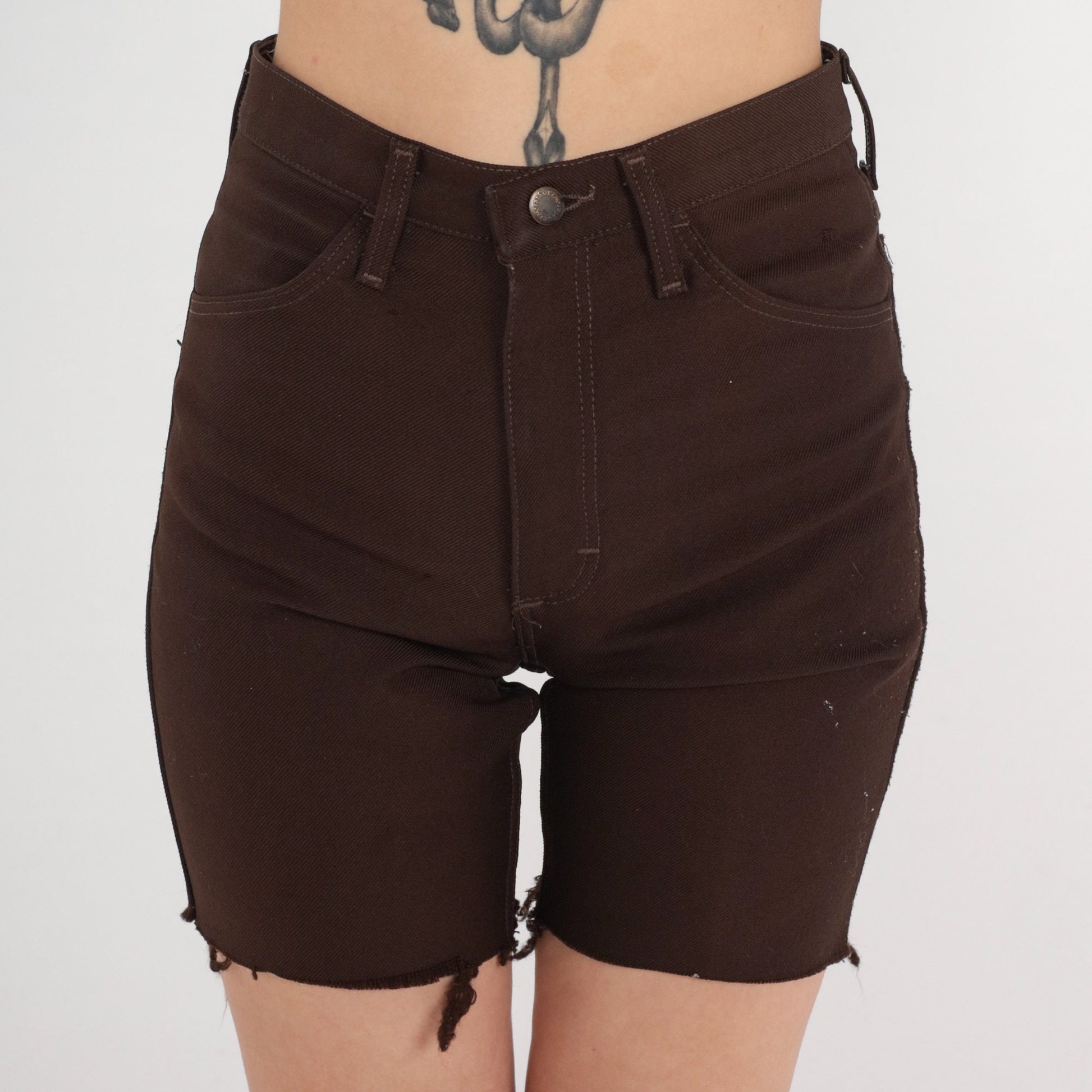 80s Wrangler Chocolate Brown High-Rise Cutoff Shorts Small