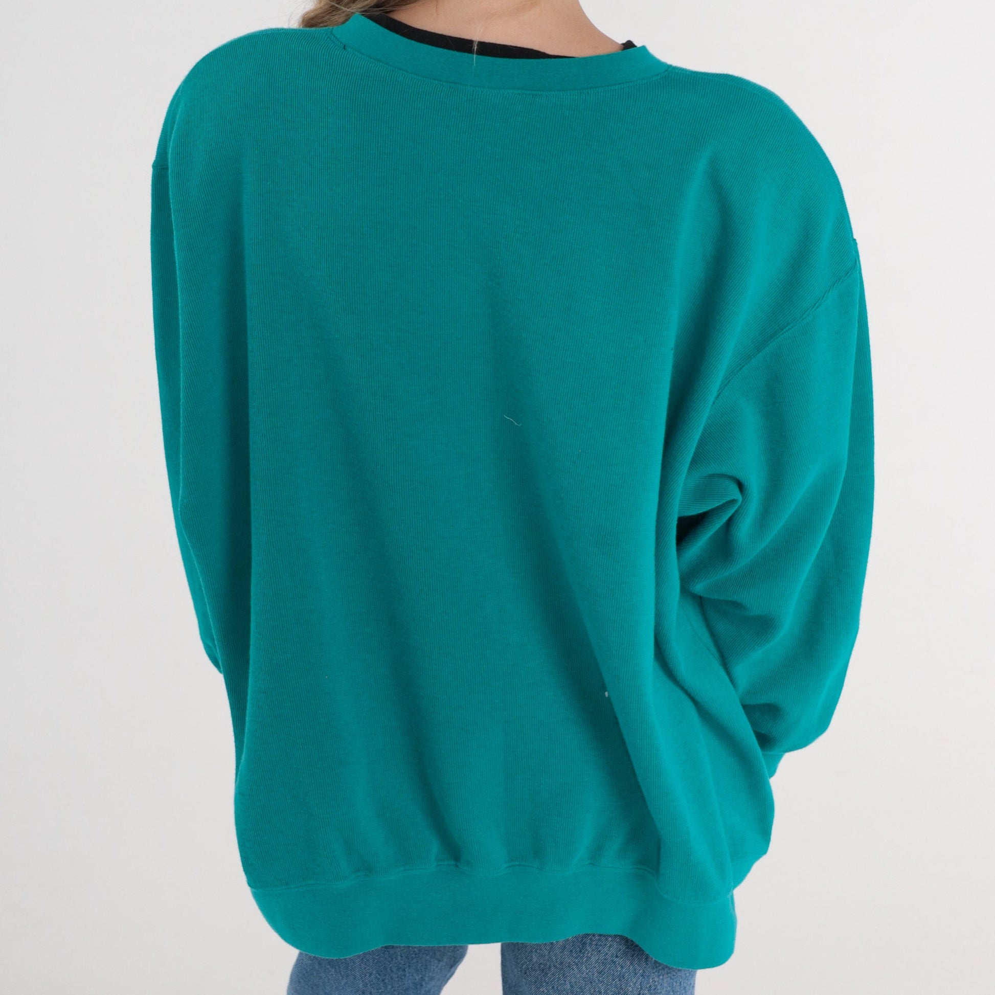 90s Koret Sport Embroidered Sweatshirt Teal Crewneck Pullover XXL