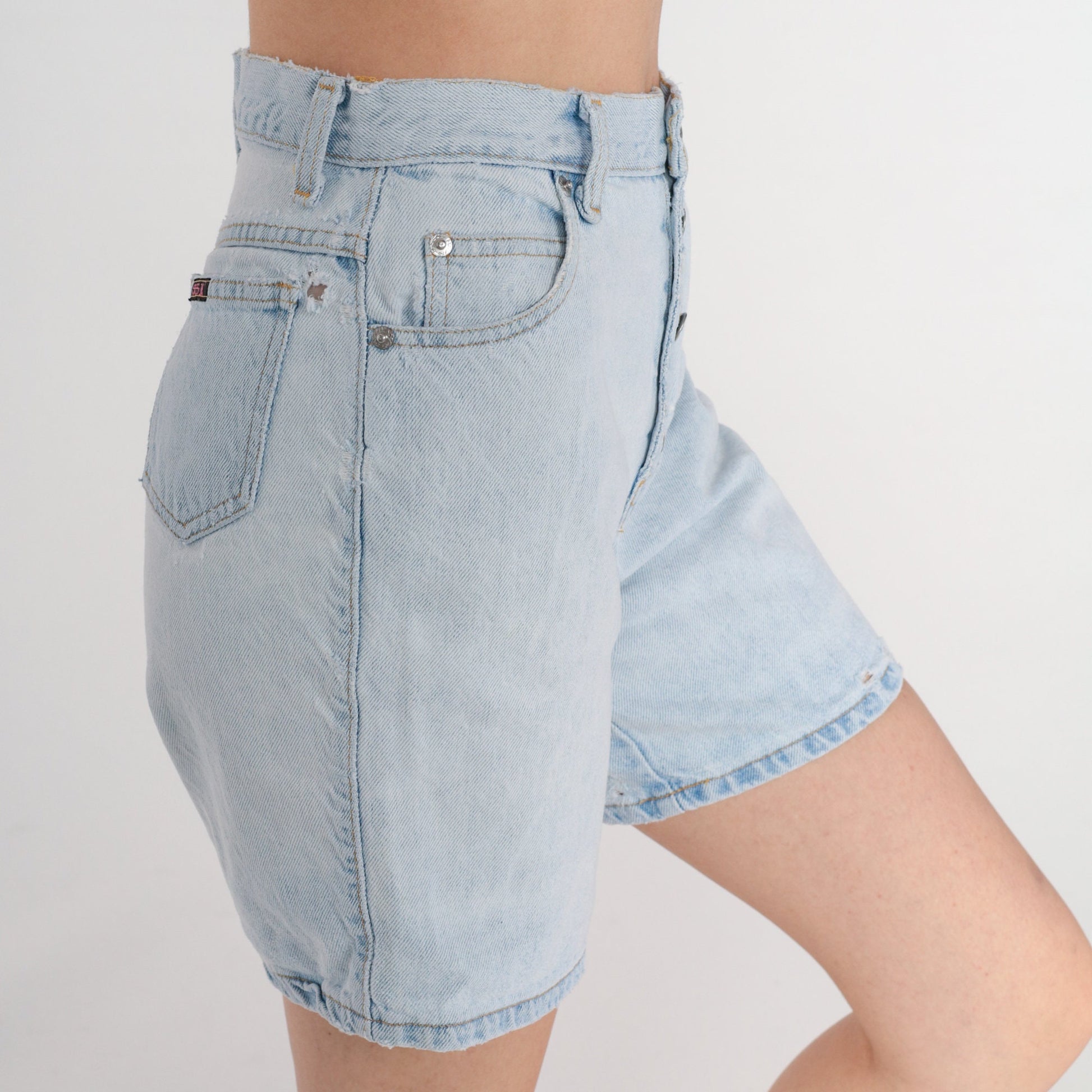 Sasson 90s Blue Denim Shorts High Waisted Button Fly Extra Small XS