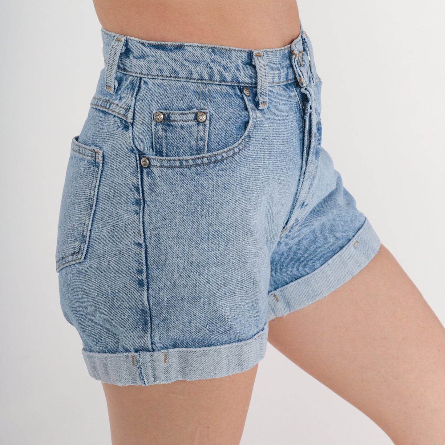 90s Anchor Blue Cuffed Denim Shorts High Waisted Blue Extra Small XS