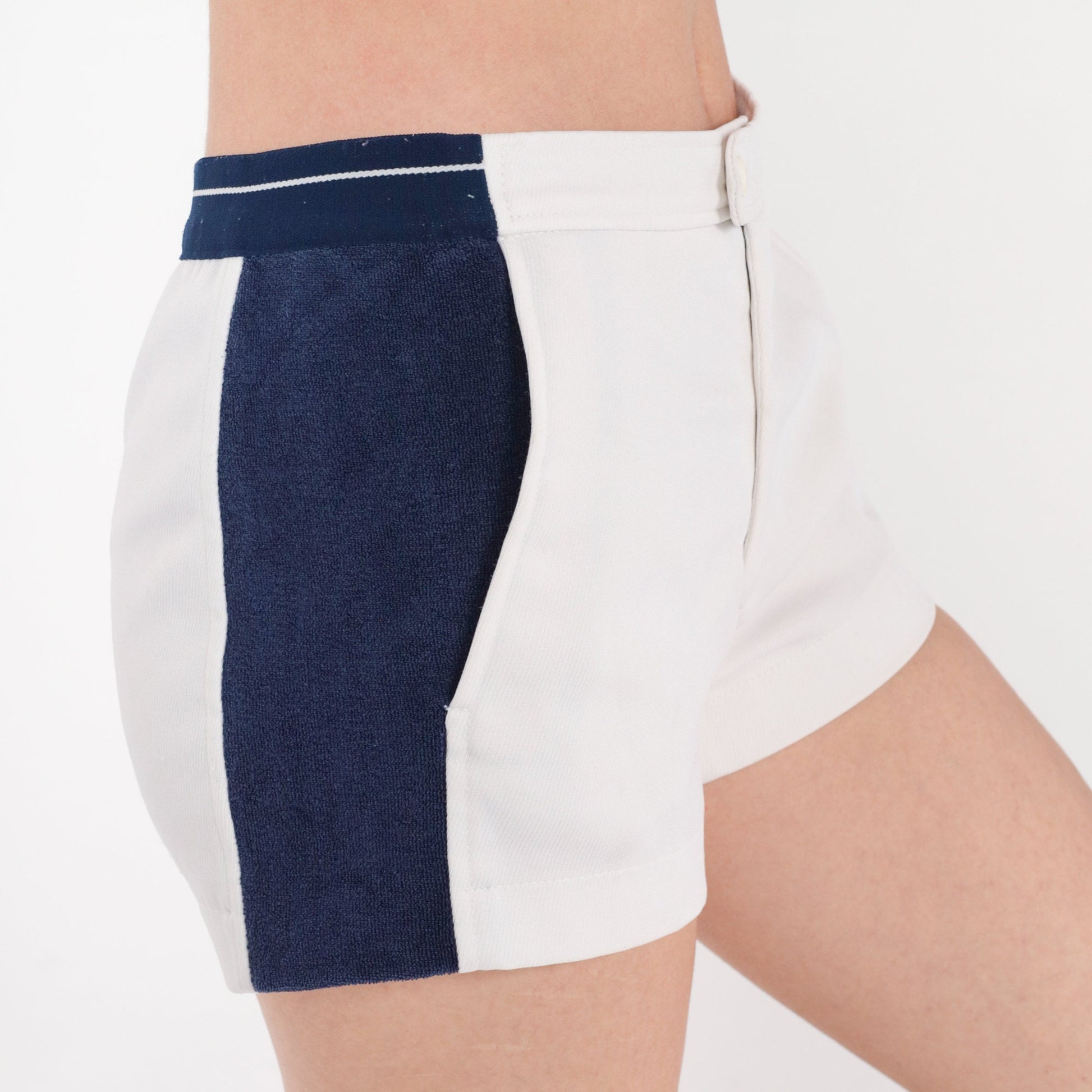 80s Bogner Tennis Shorts White Navy Striped Athletic Extra Small
