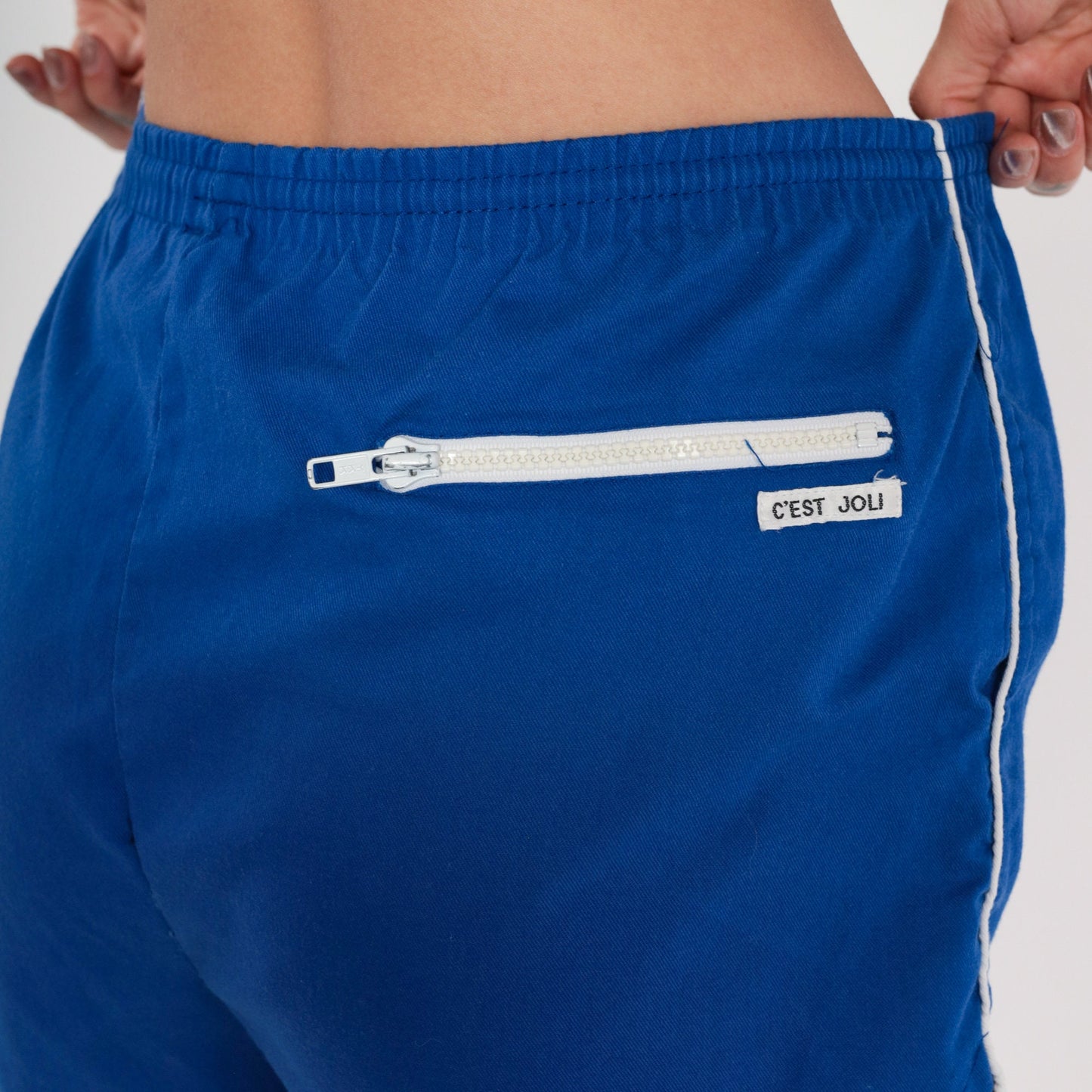 80s Blue Gym Shorts High Waisted Drawstring Running Shorts Large L