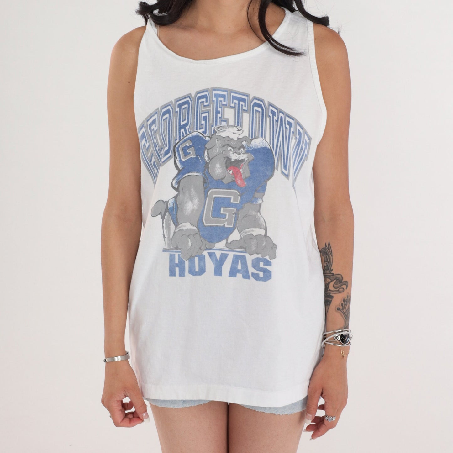 90s Georgetown Hoyas Tank Top College Football Graphic Tee Large