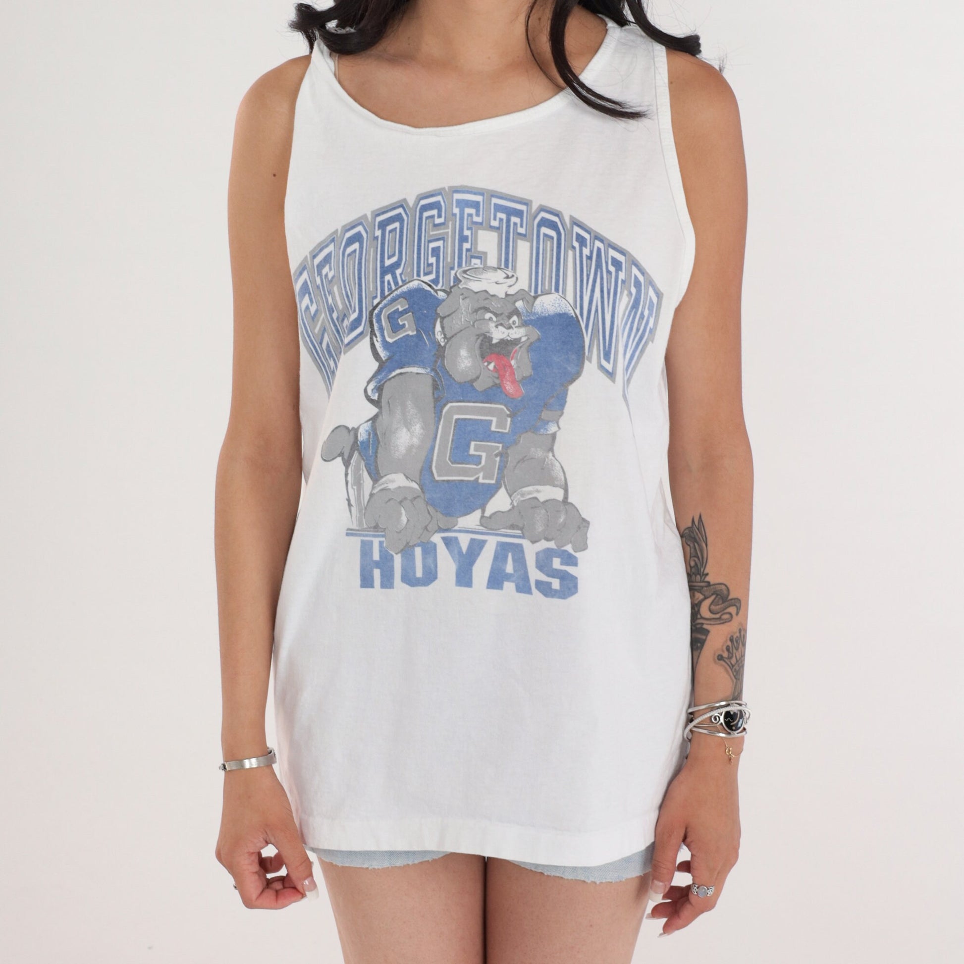 90s Georgetown Hoyas Tank Top College Football Graphic Tee Large