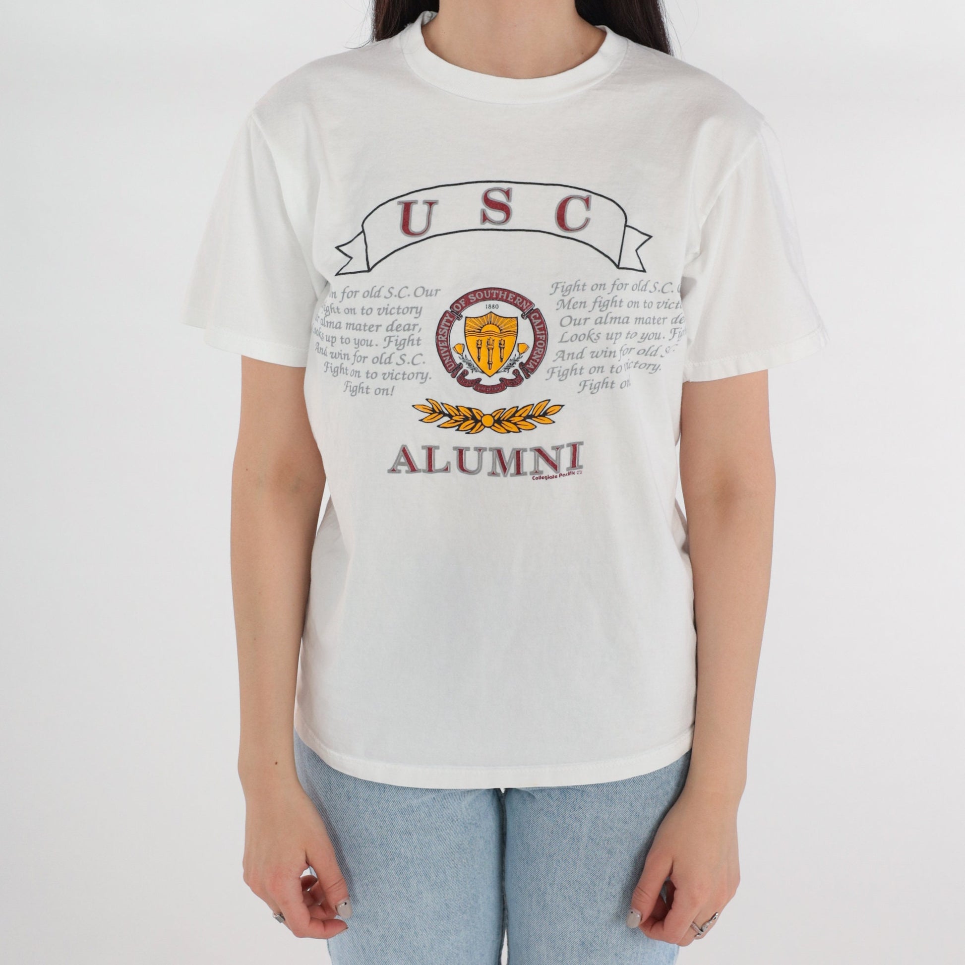 90s USC Trojans Alumni Graphic T-Shirt White Cotton Medium