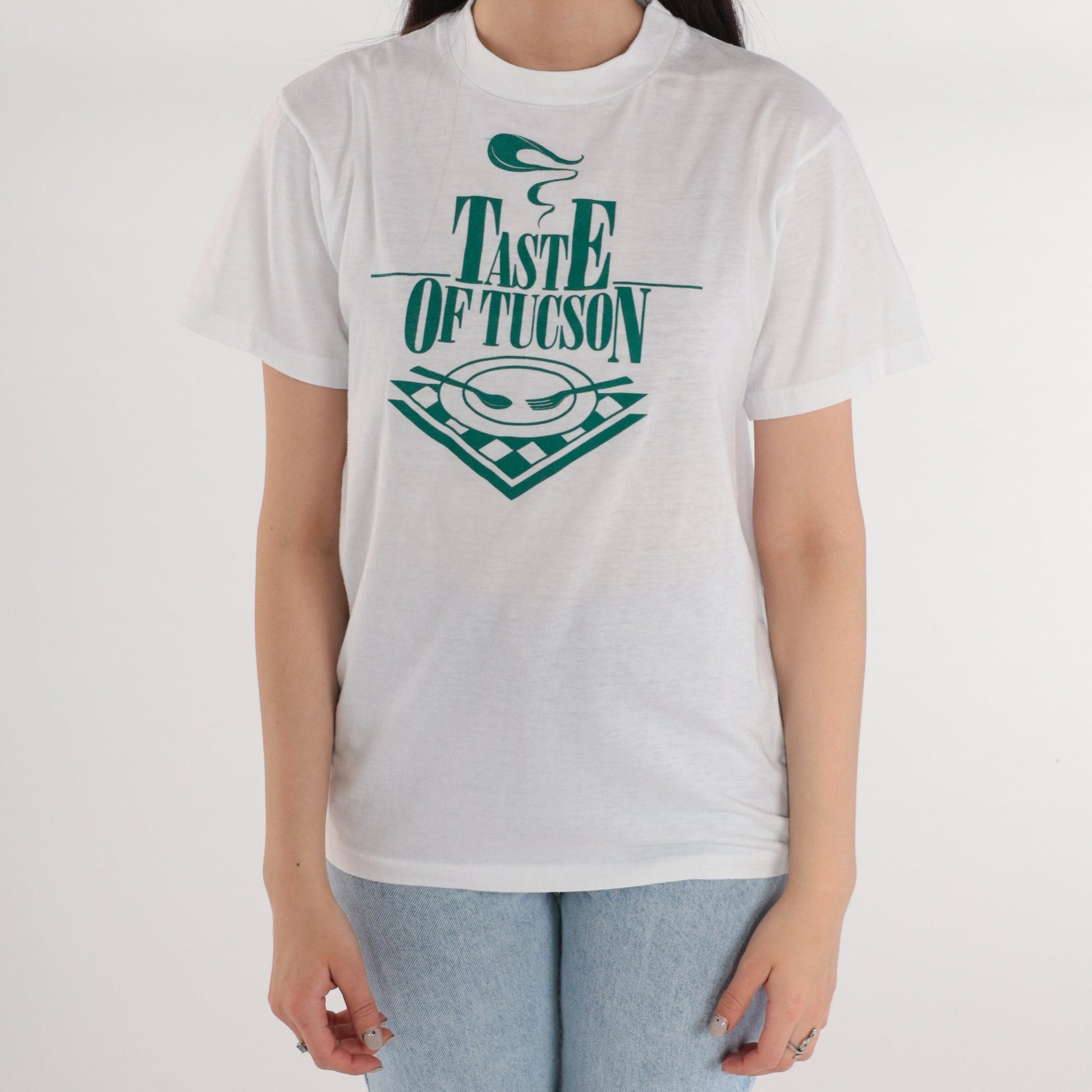 90s Taste of Tucson Arizona Graphic T-Shirt White Single Stitch Medium M