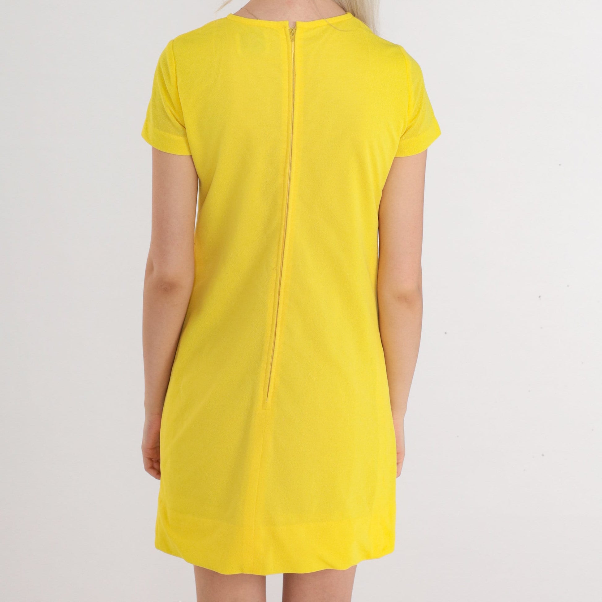 60s Lanz Original Yellow Keyhole Shift Mini Dress Small