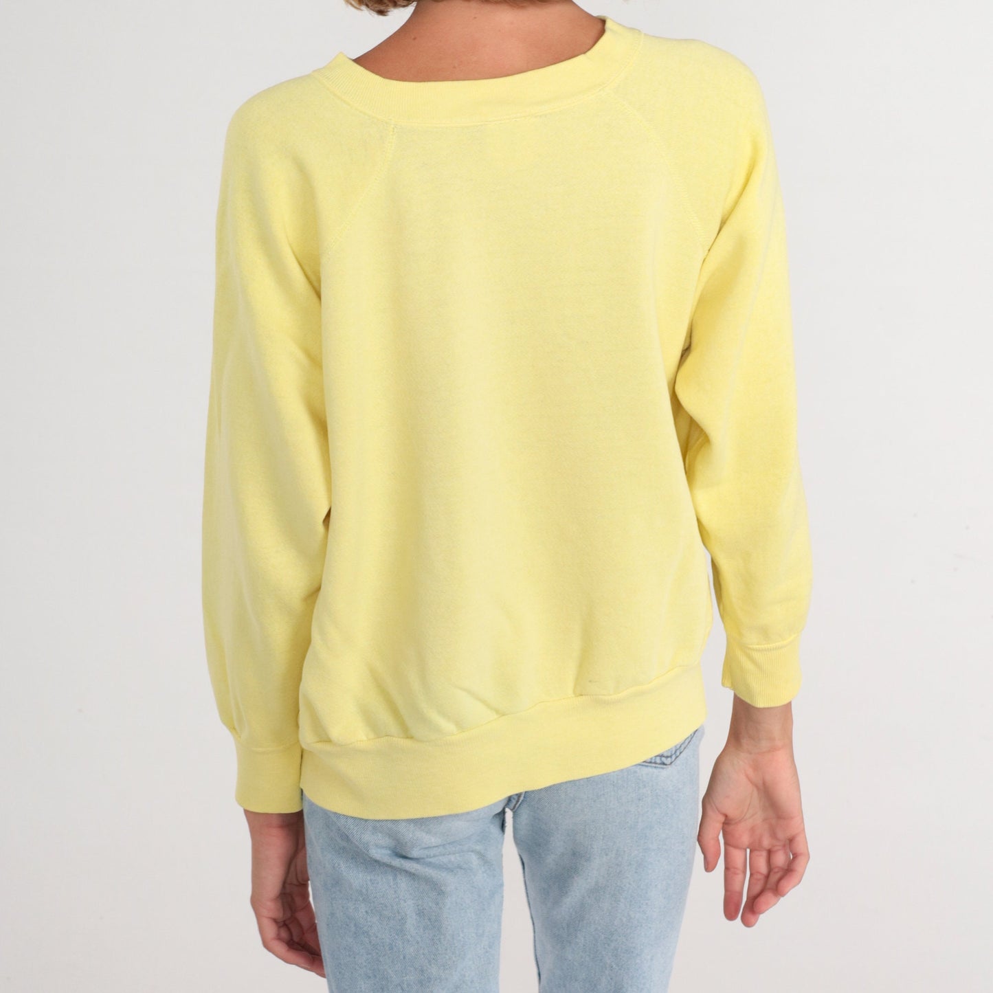 80s Teddy Bear Sweatshirt Yellow Raglan Graphic Crewneck 1X