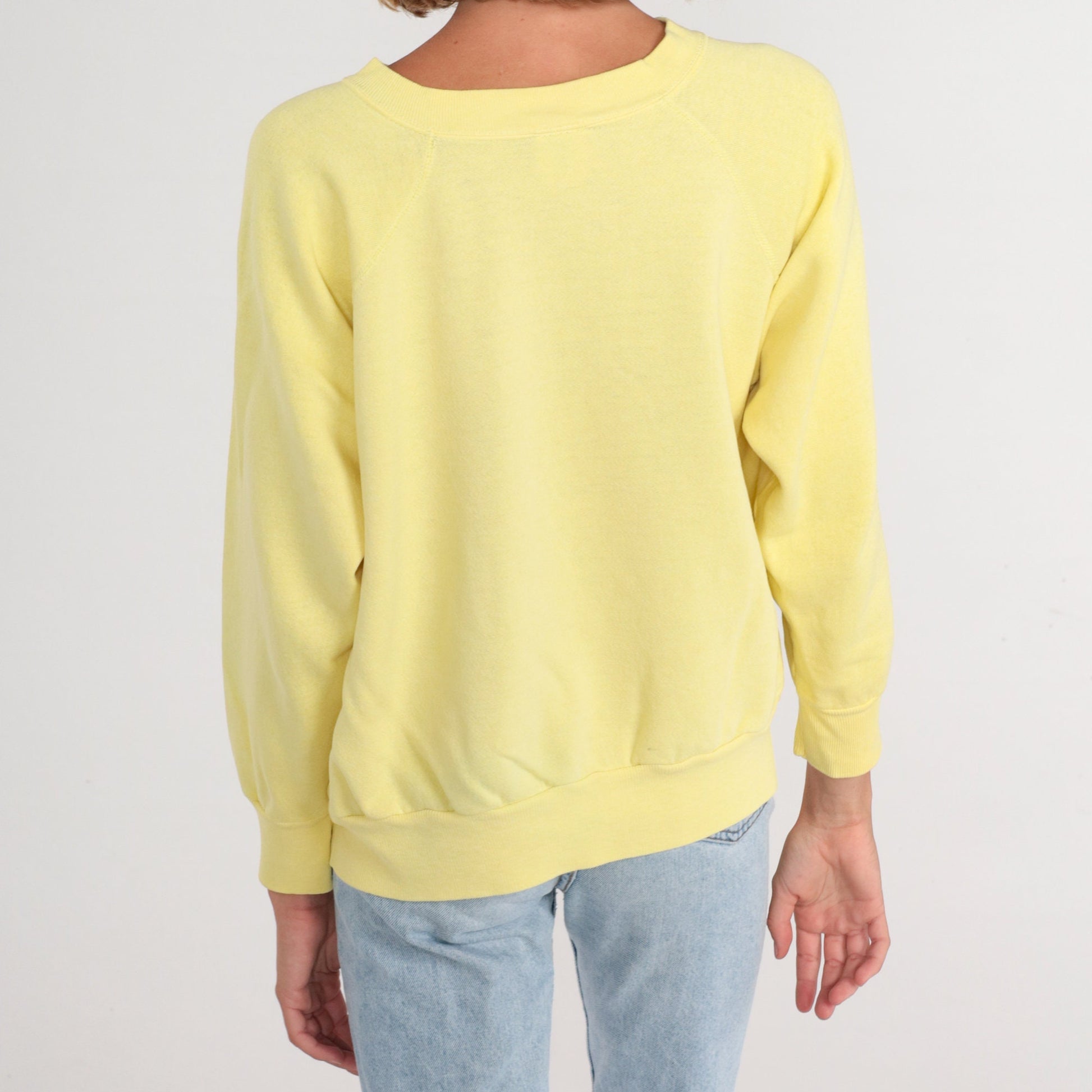 80s Teddy Bear Sweatshirt Yellow Raglan Graphic Crewneck 1X