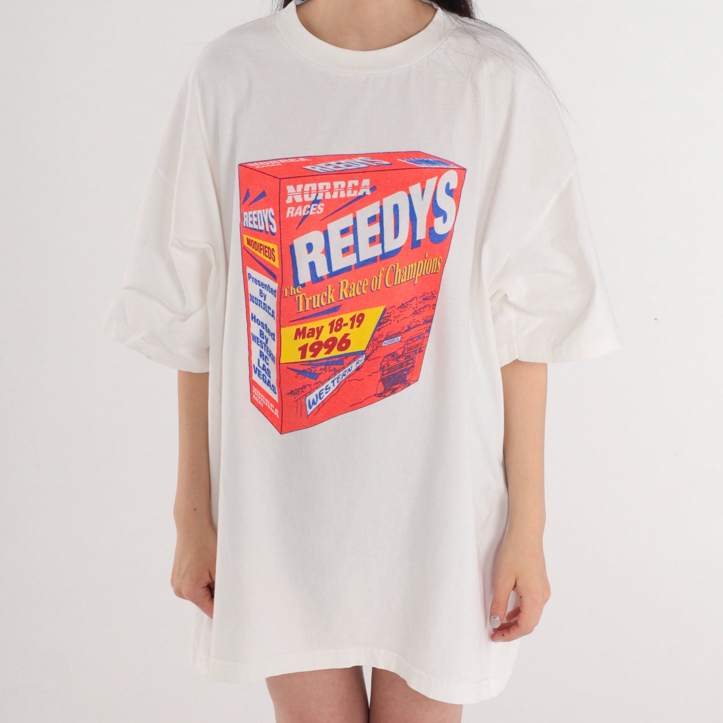 1996 Reedy's Truck Race Graphic T-Shirt Las Vegas White Cotton XXL