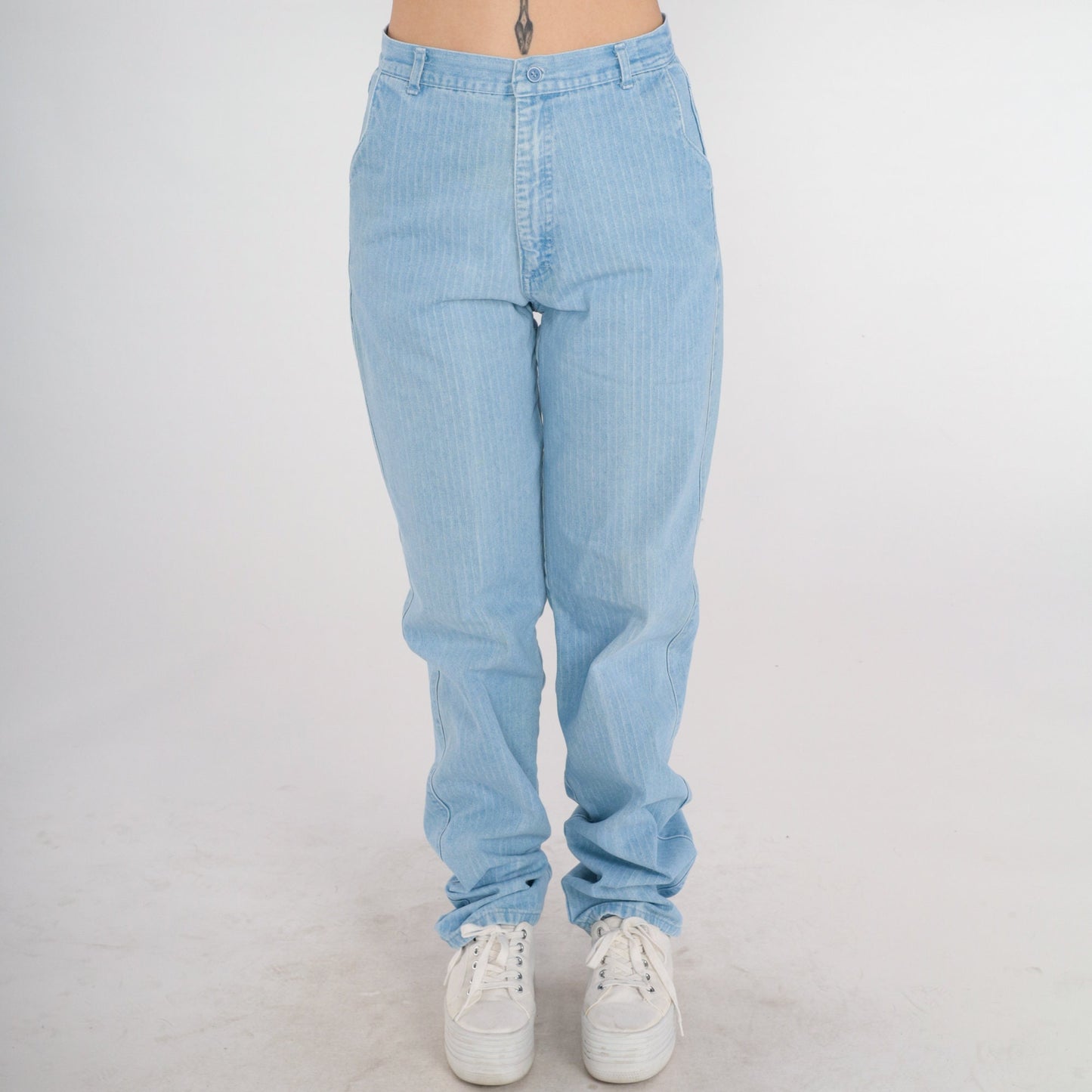 70s Panhandle Slim Striped High-Rise Jeans Blue Denim Straight Leg Medium 29